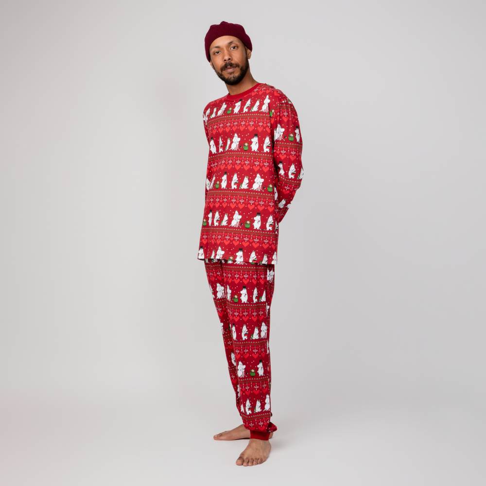 Moomin Winter Heart Men Pyjamas Red - The Official Moomin Shop