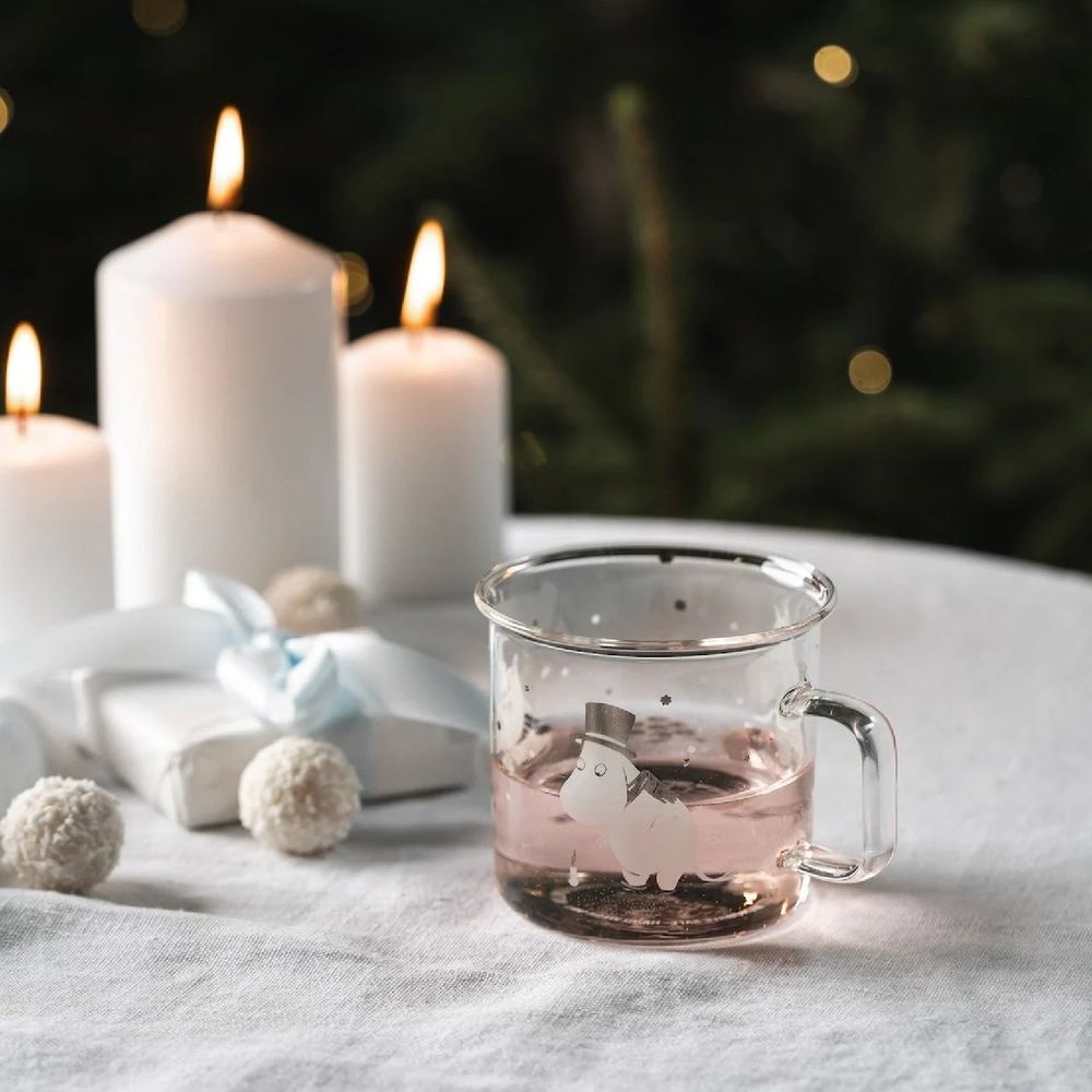 Moomin Glass Mug Let it Snow