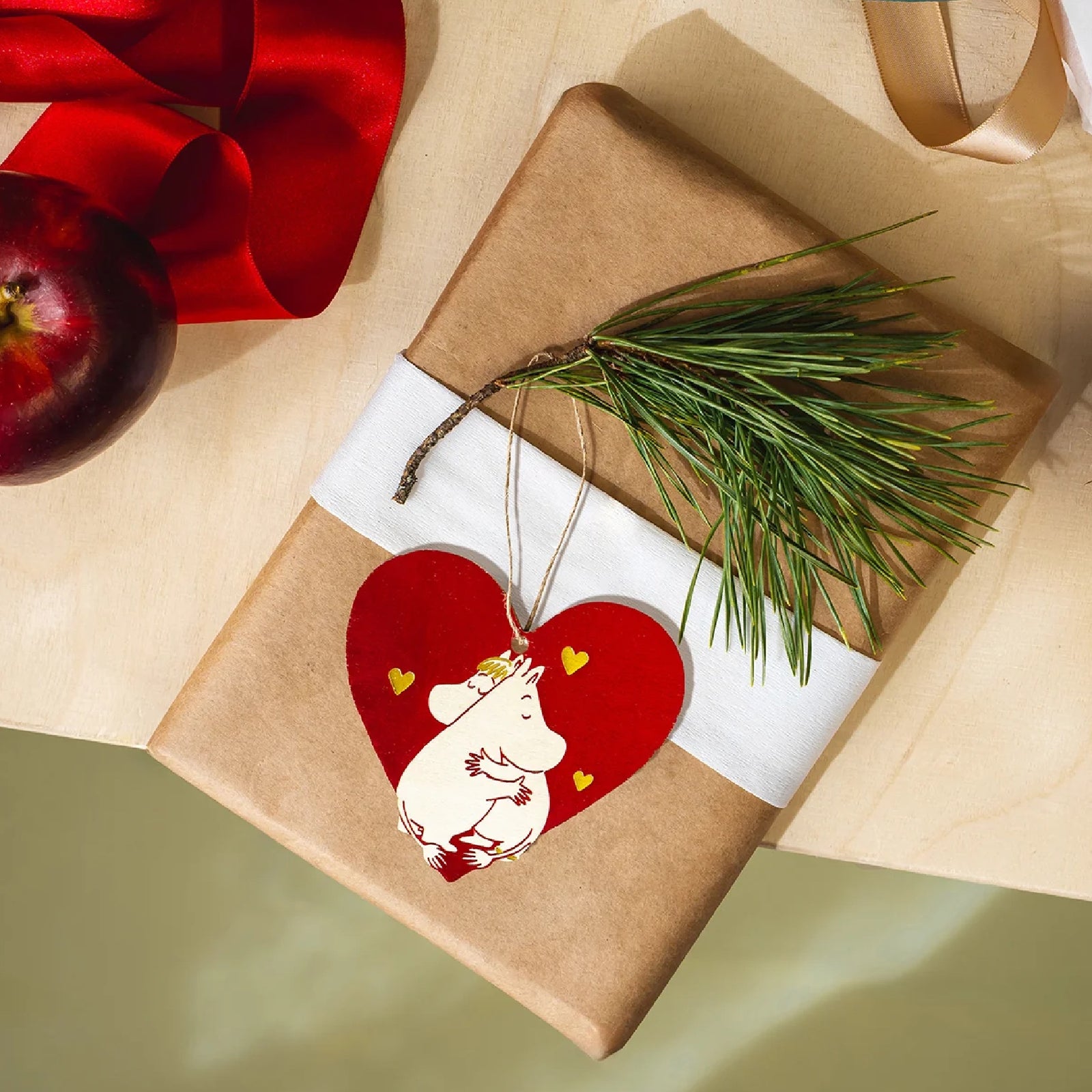 Moomin Heart Plywood Christmas Decoration Red