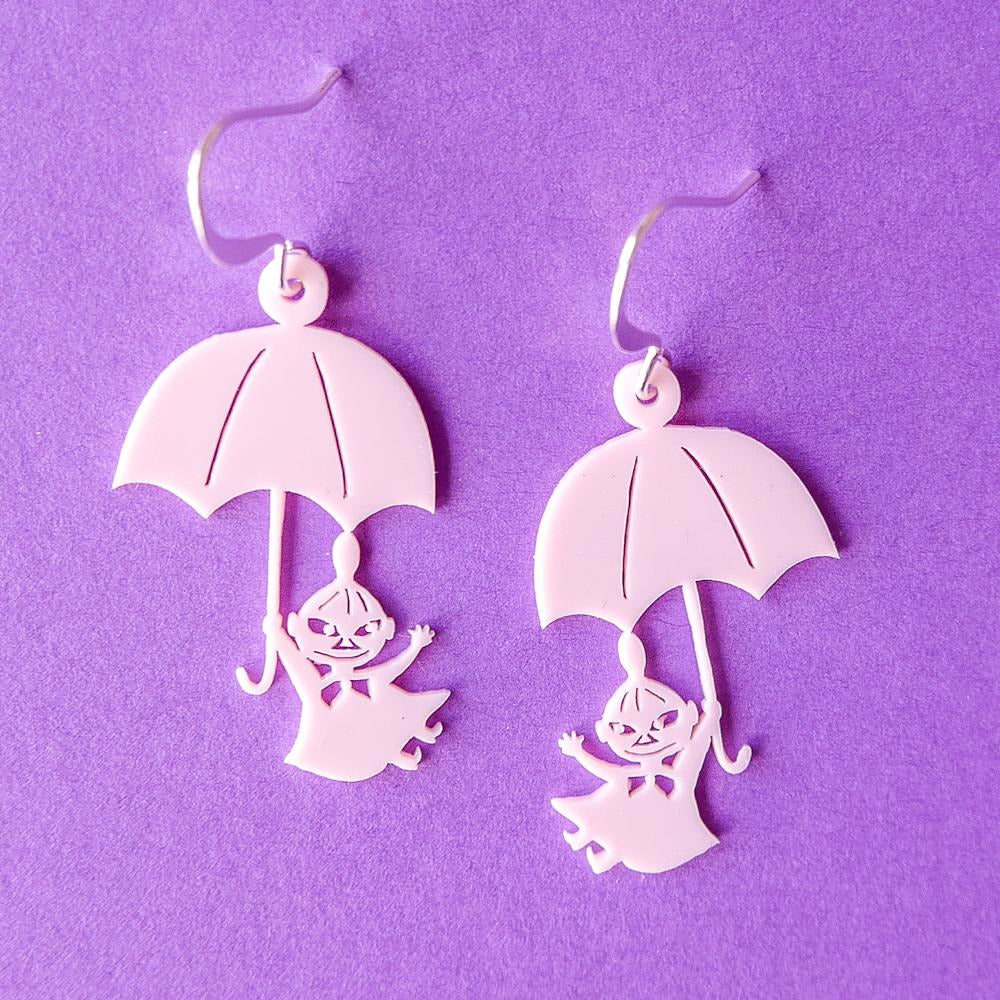 Little My And Umbrella Earrings Light Pink