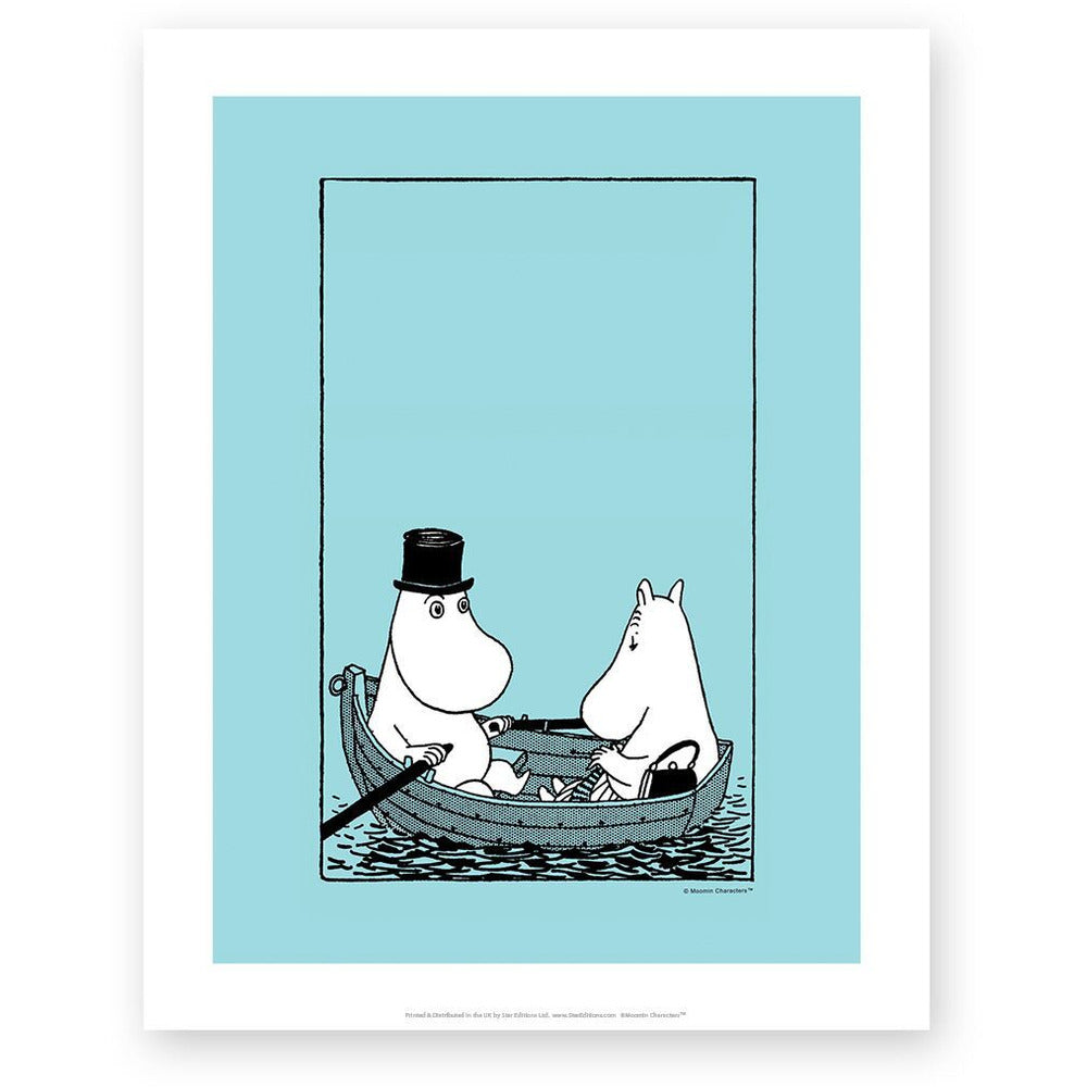 Art Print Moominpappa And Moominmamma In A Boat - .