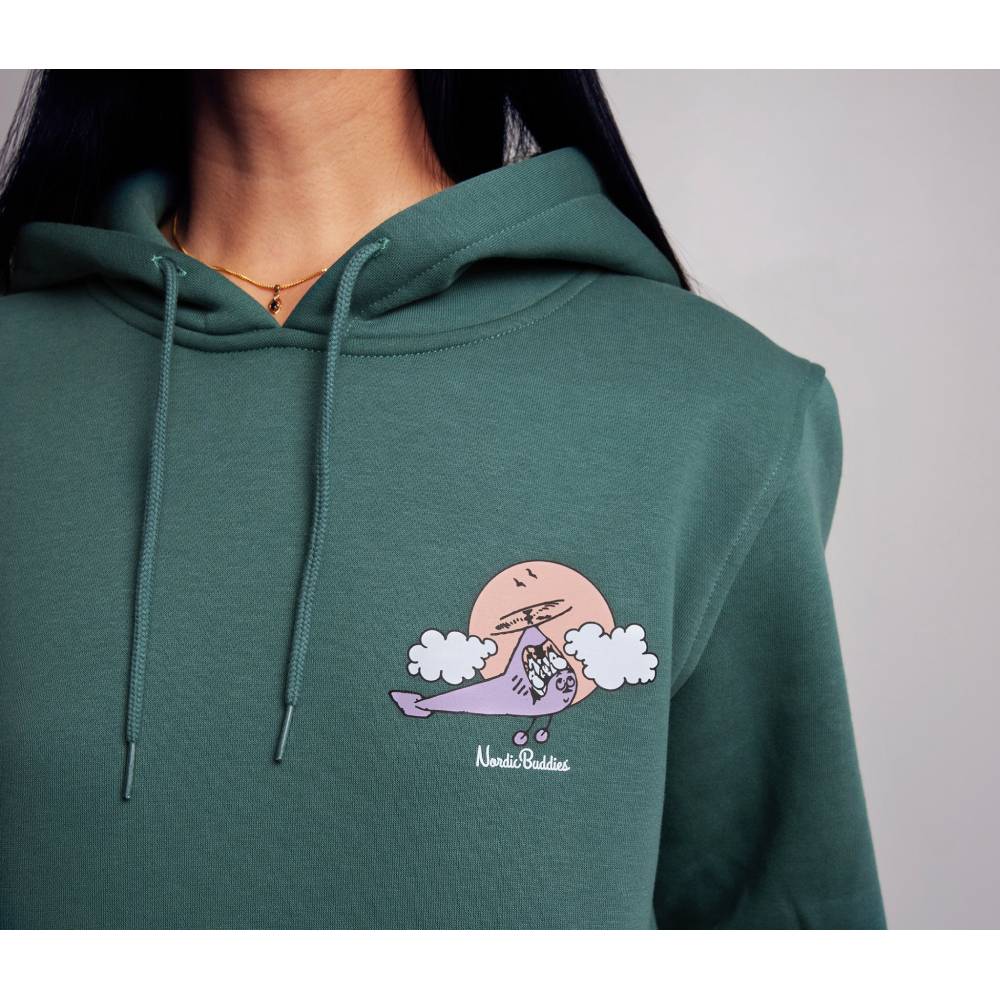 Organic Premium Hoodie Moomin House Green