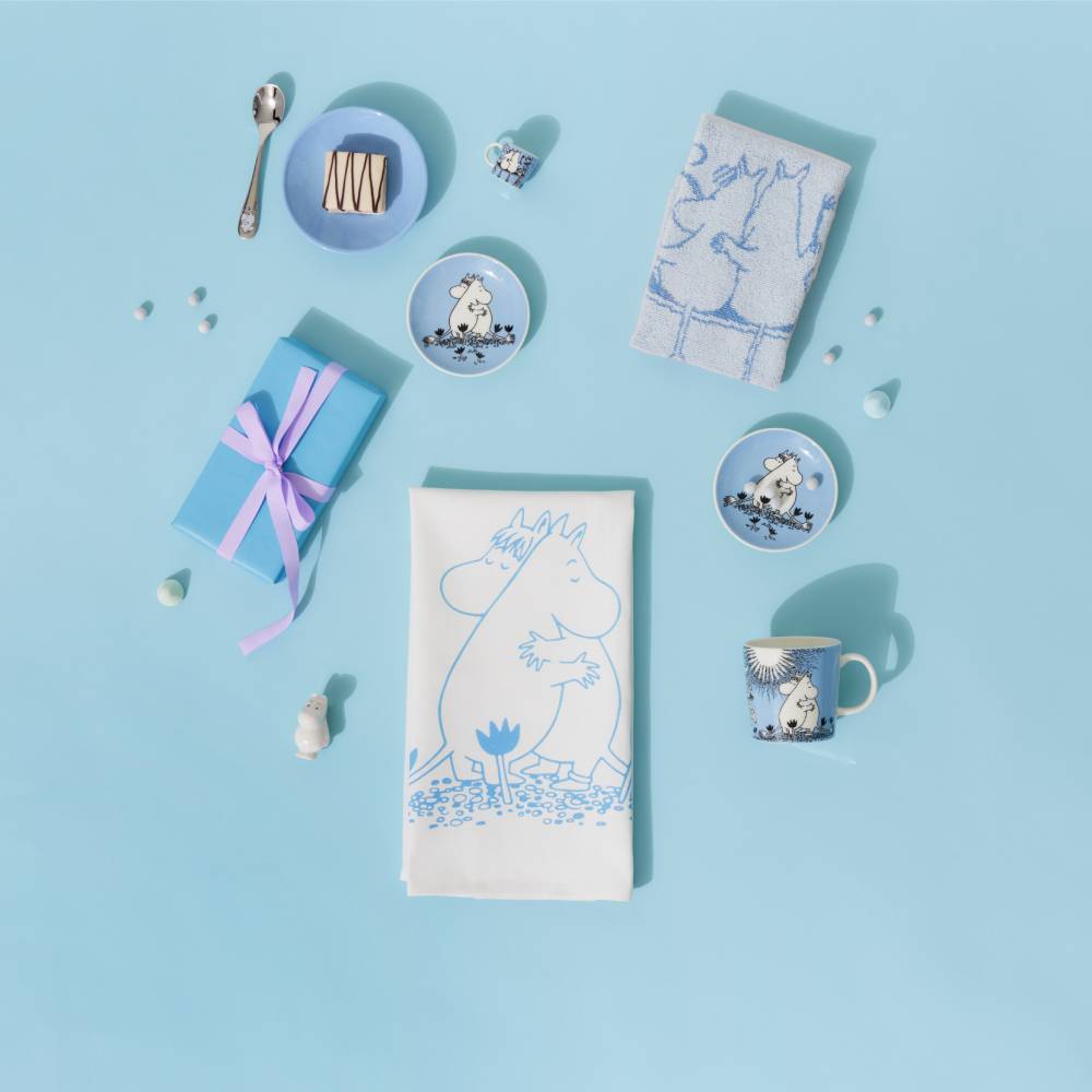Moomin Blue Love Mug &amp; Mini Plate - Moomin Arabia