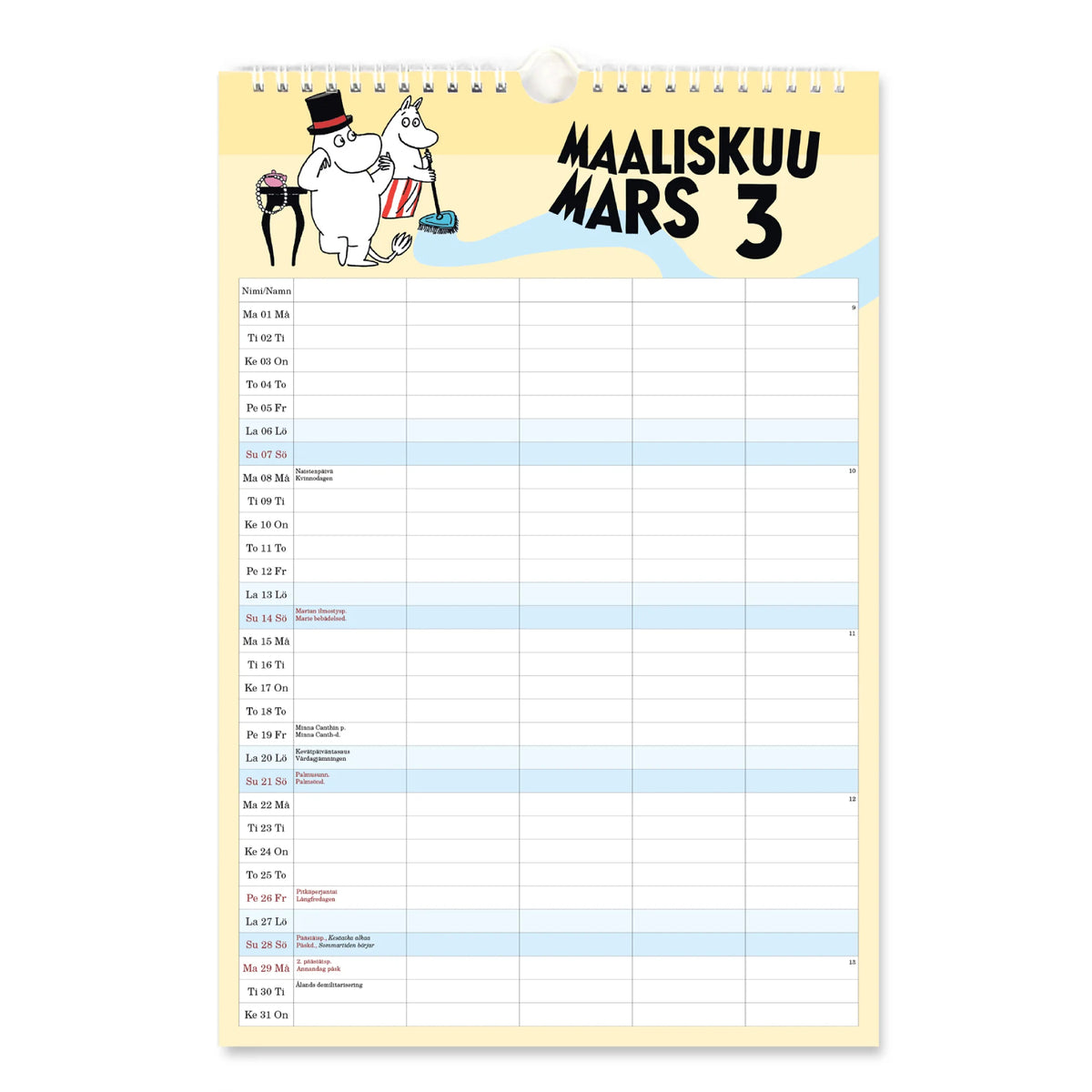 Moomin Family Calendar 2027
