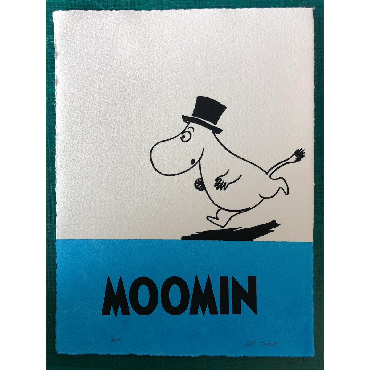 Moomin Art Print Moominpappa  Runs Blue