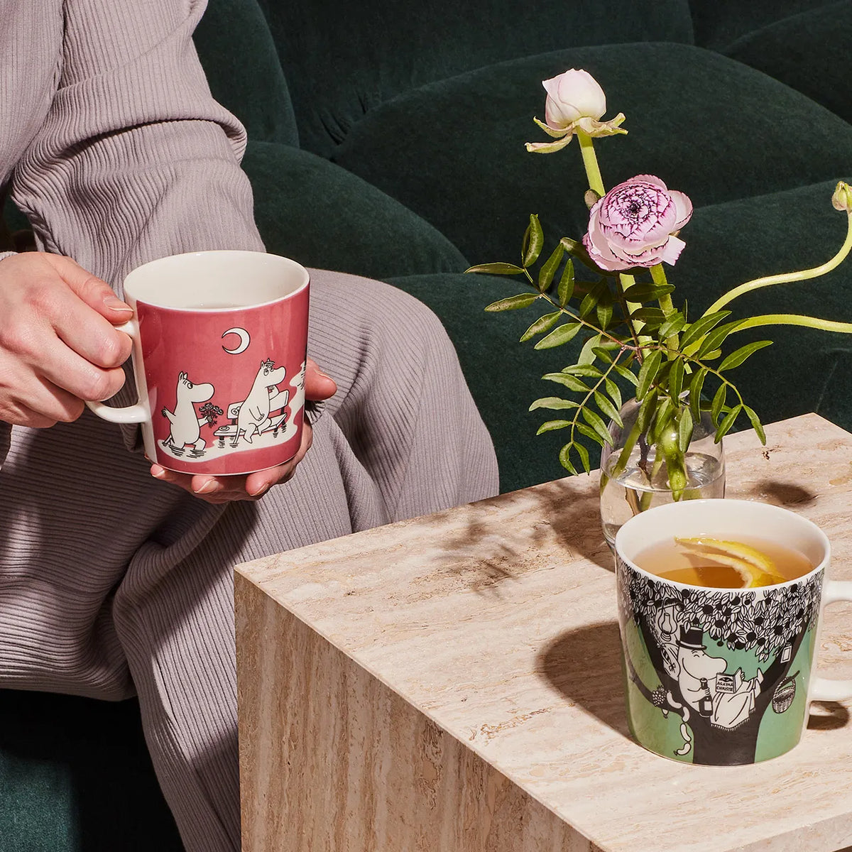 Moomin Green & Rose Mugs 0.4 L Bundle