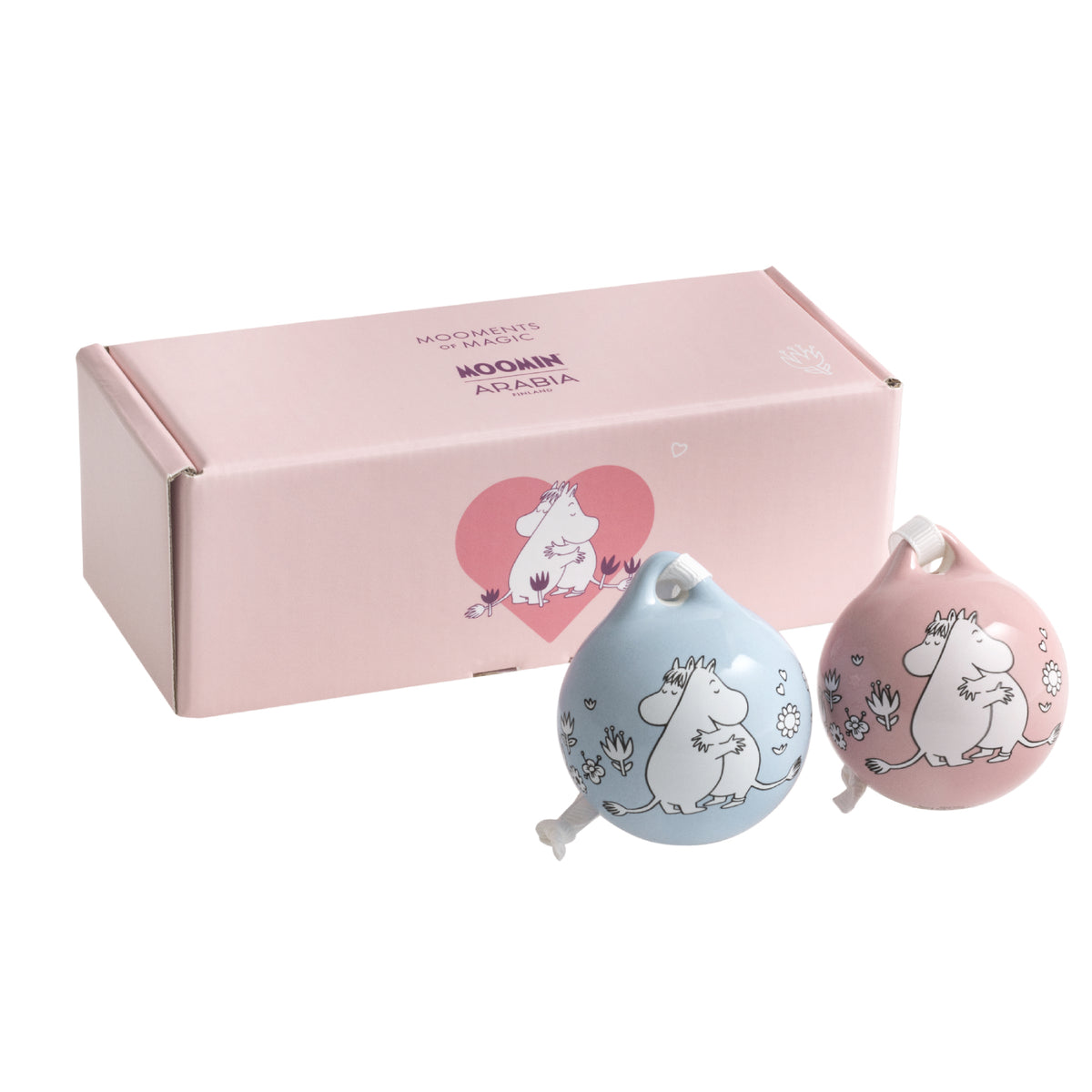 Moomin Bauble Love Pink & Blue 50 mm 2 pcs