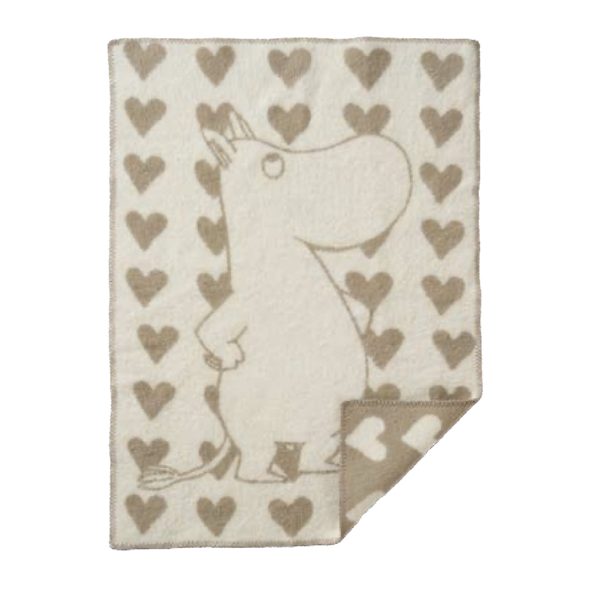 Woven Wool Blanket Moomin Heart Taupe