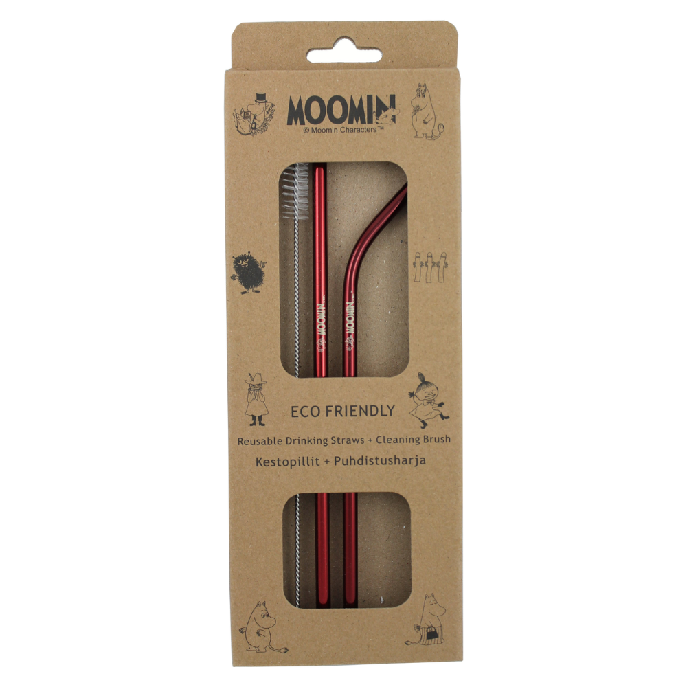 Reusable Drinking Straw 2-set Red