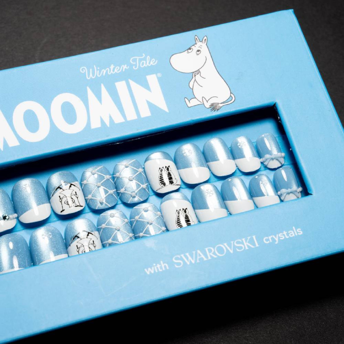 Moomin Winter Tale Press-on Nails Light Blue