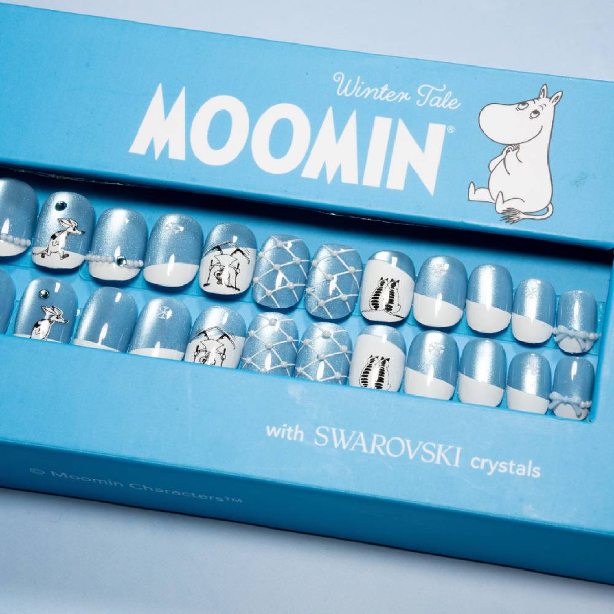 Moomin Winter Tale Press-on Nails Light Blue