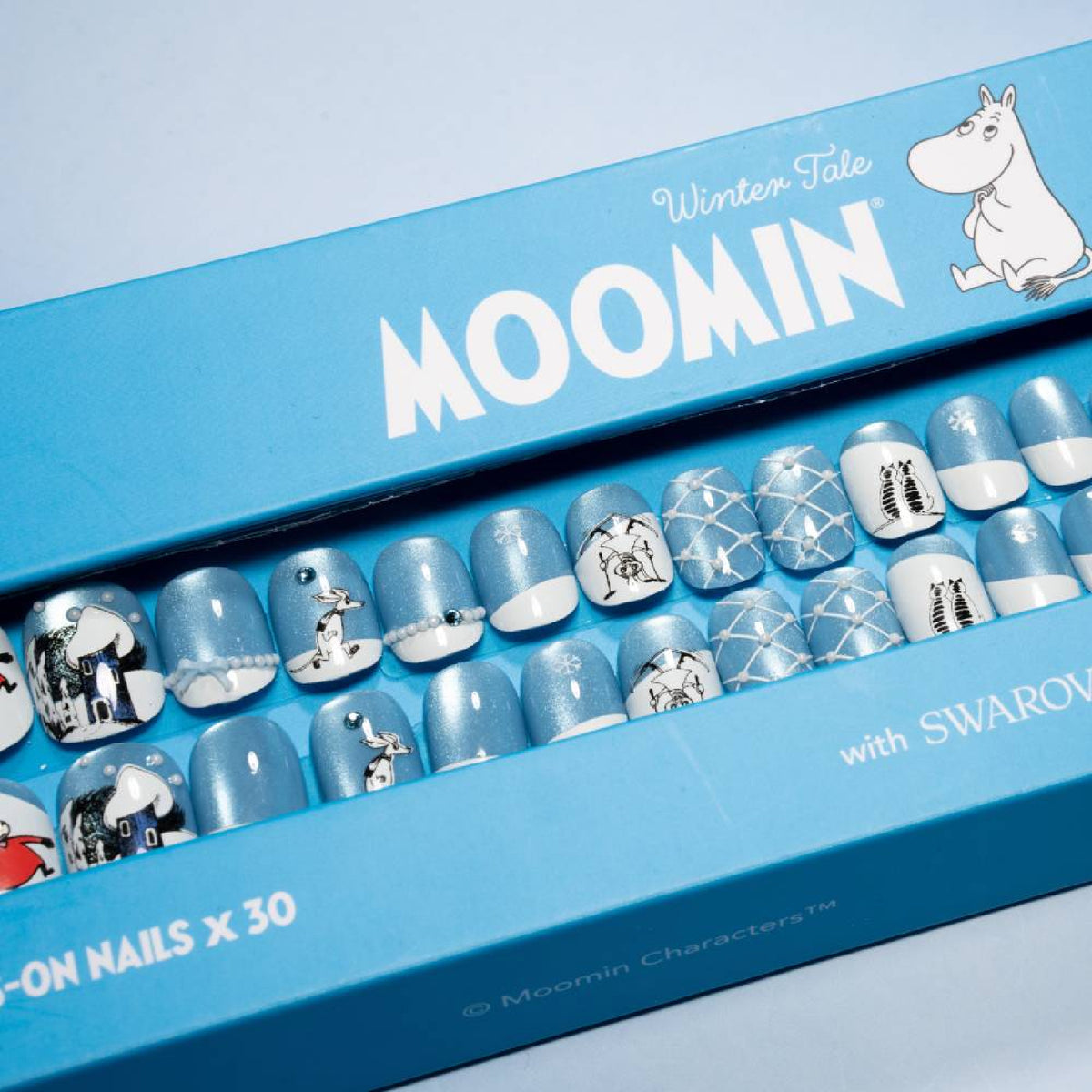 Moomin Winter Tale Press-on Nails Light Blue