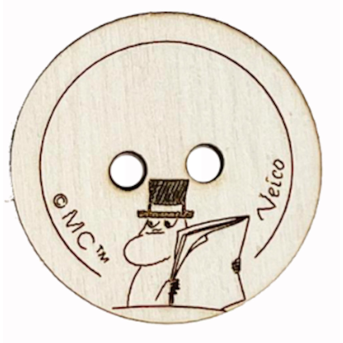 Moomin Wooden Button Moominpappa Reading