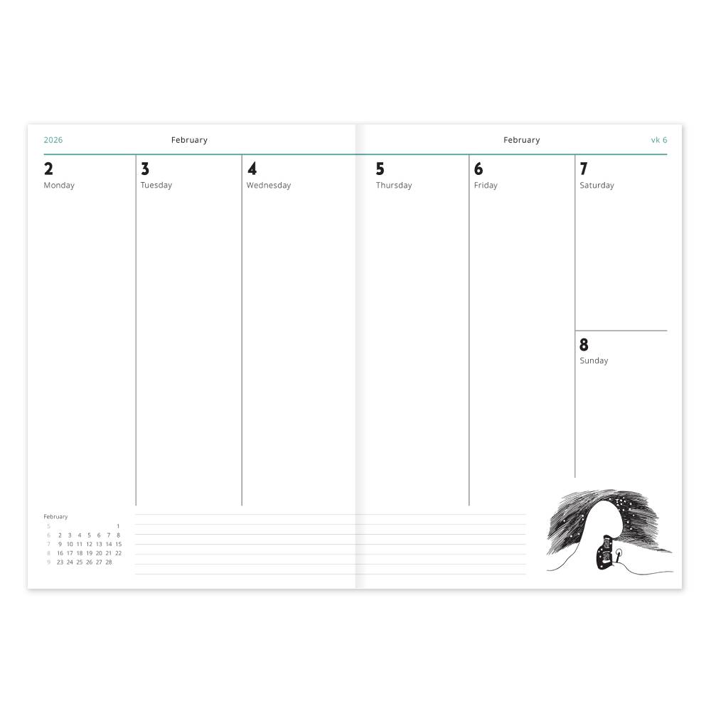 Moomin Comet Weekly Planner 2026 & Pencils Bundle