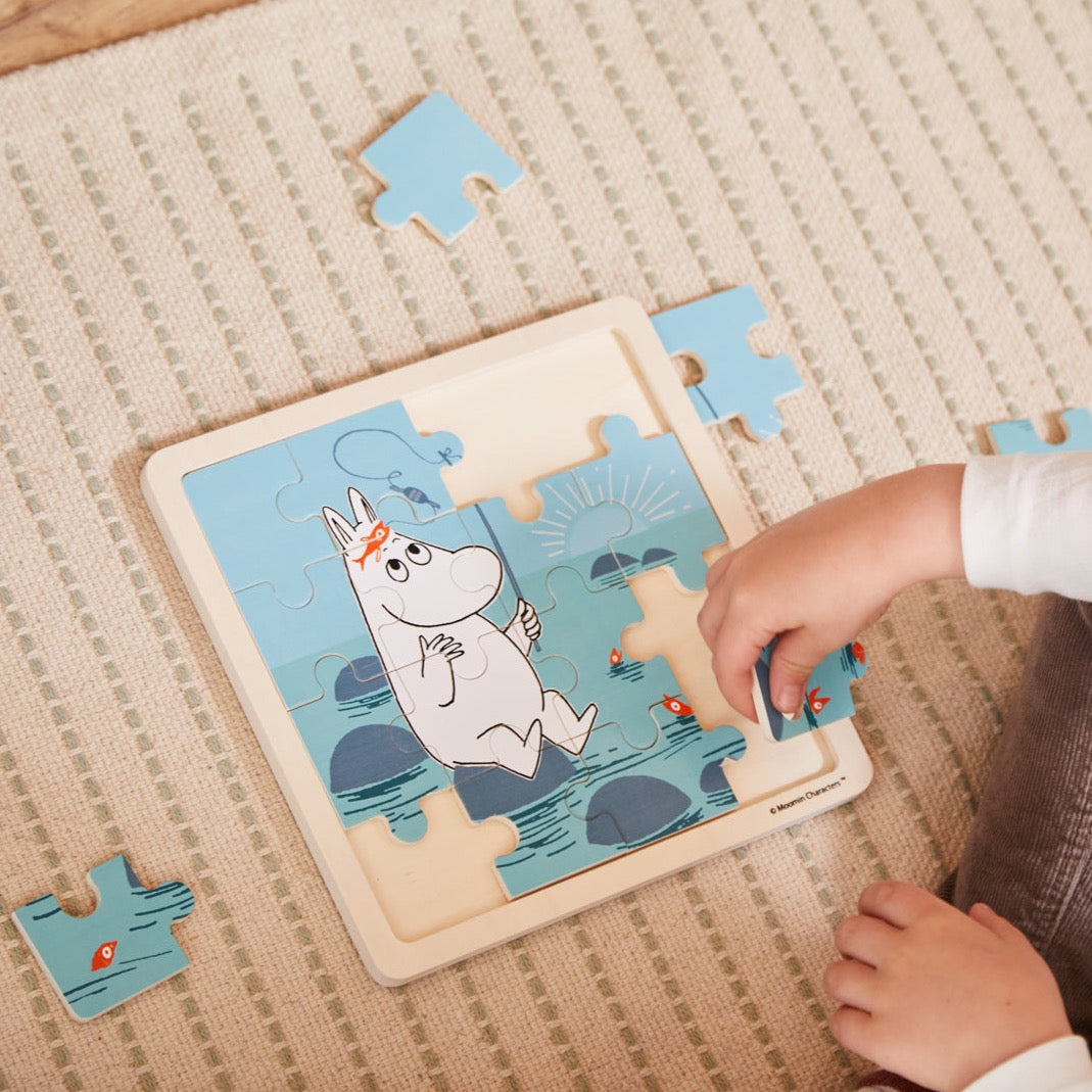 Moomin Wooden Square Puzzle Fishing