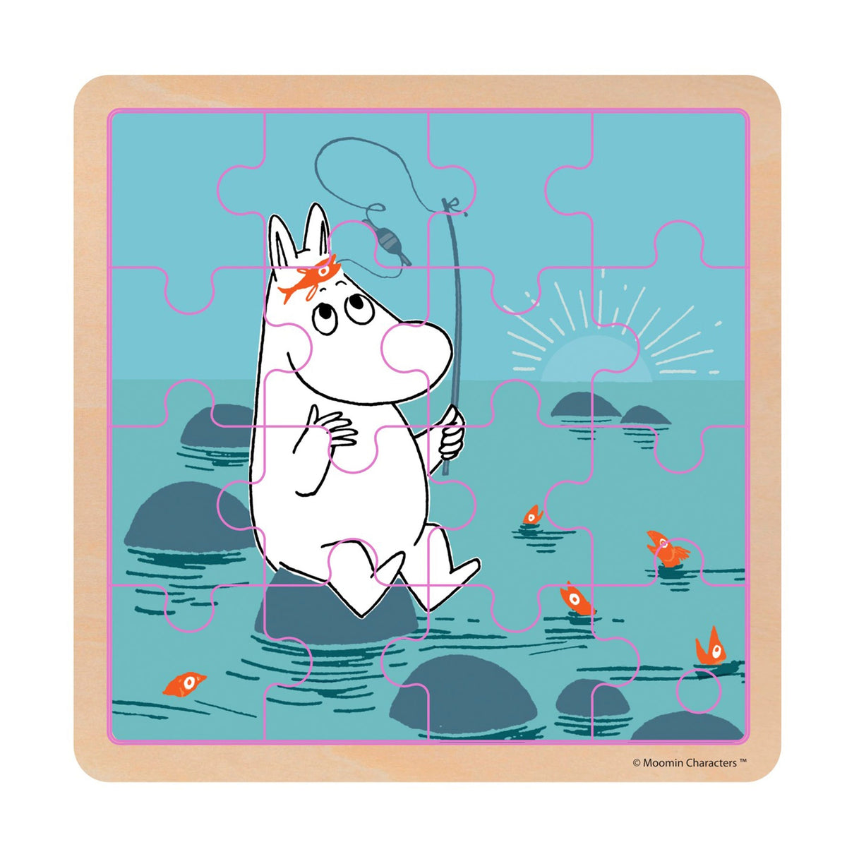 Moomin Wooden Square Puzzle Fishing