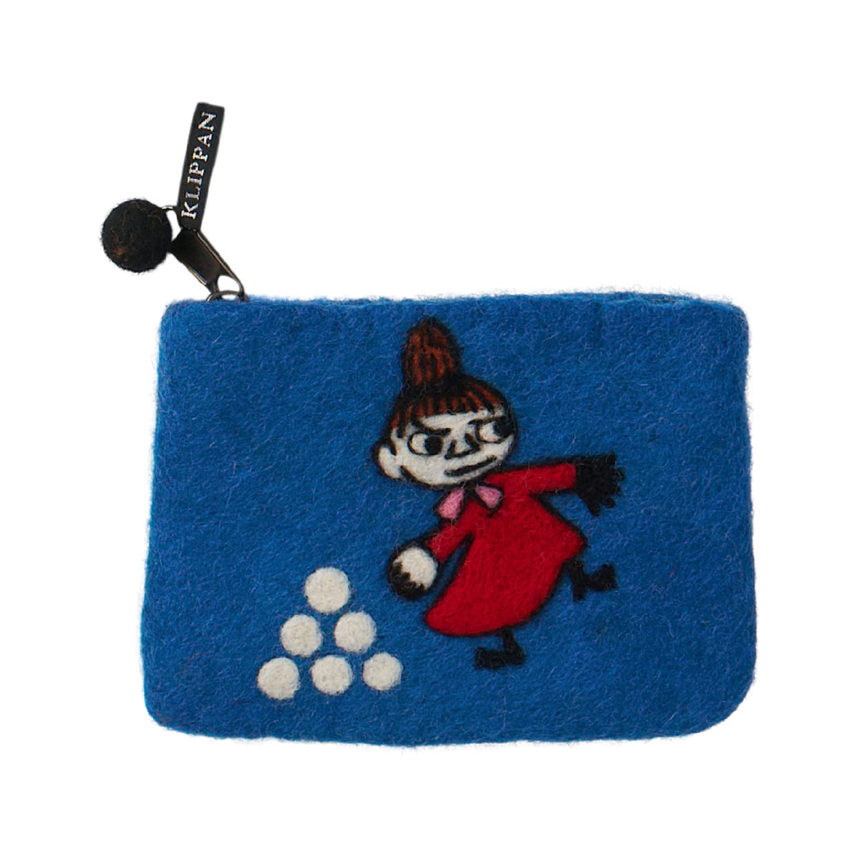 Felted Purse Little My With Snowballs Blue