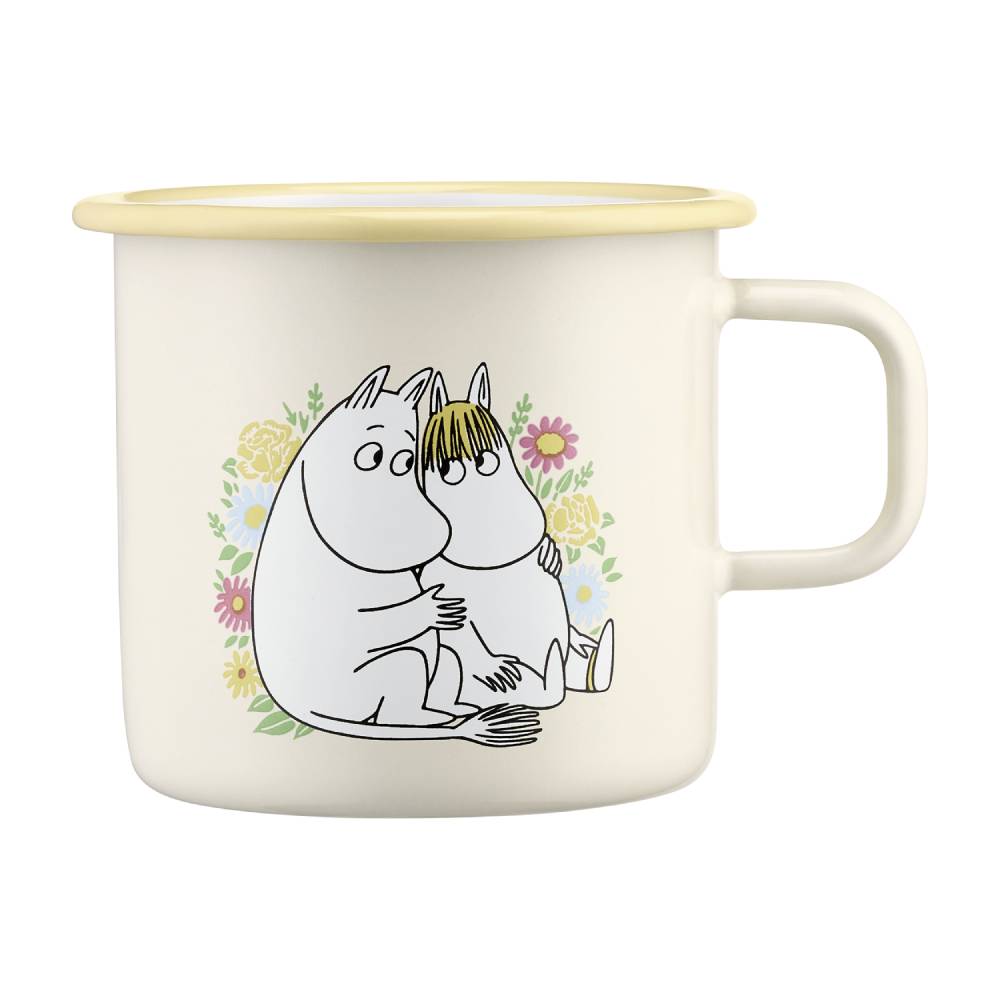 Moomin Enamel Mug Flowers White 5.5 dl