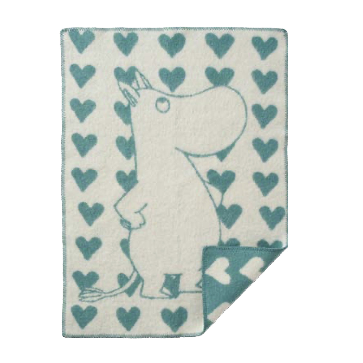 Woven Wool Blanket Moomin Heart Blue