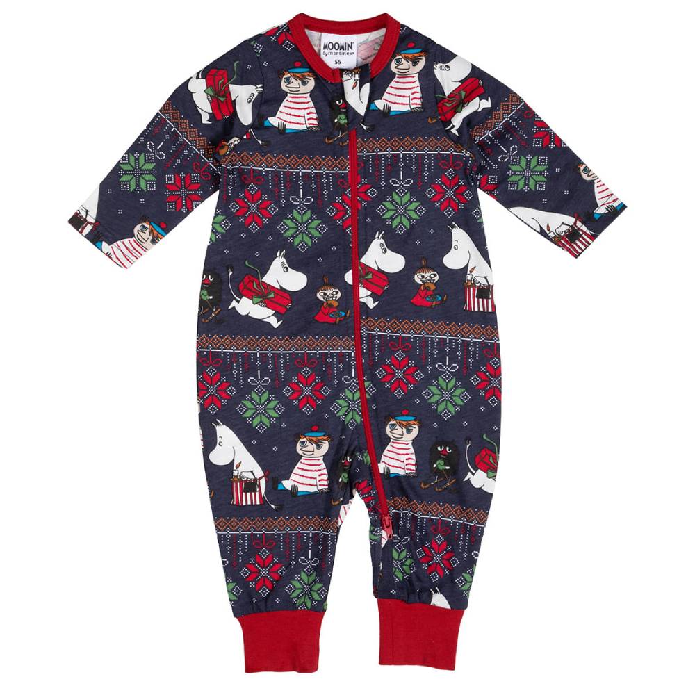 Moomin Ornament Baby Pyjamas Dark Blue