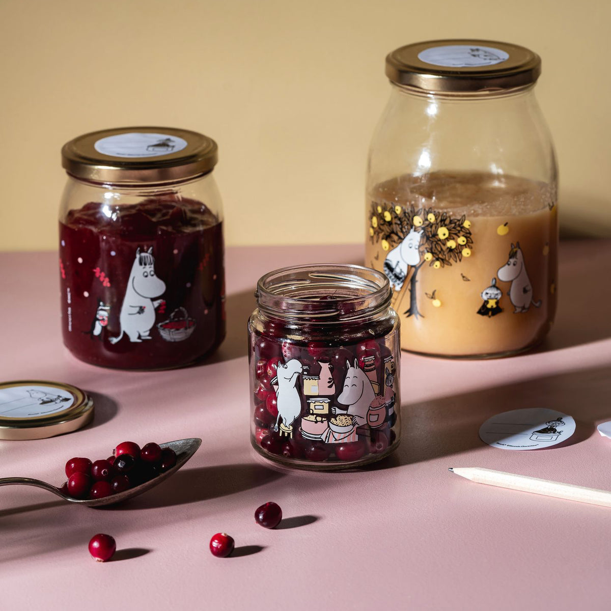 Moomin Glass Jars, Berries, Jam and Apples Bundle - Muurla