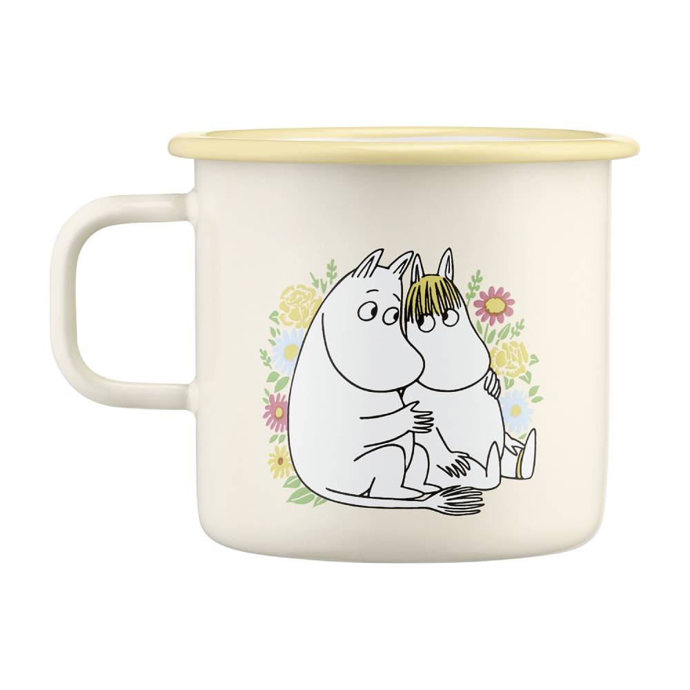 Moomin Enamel Mug Flowers White 5.5 dl