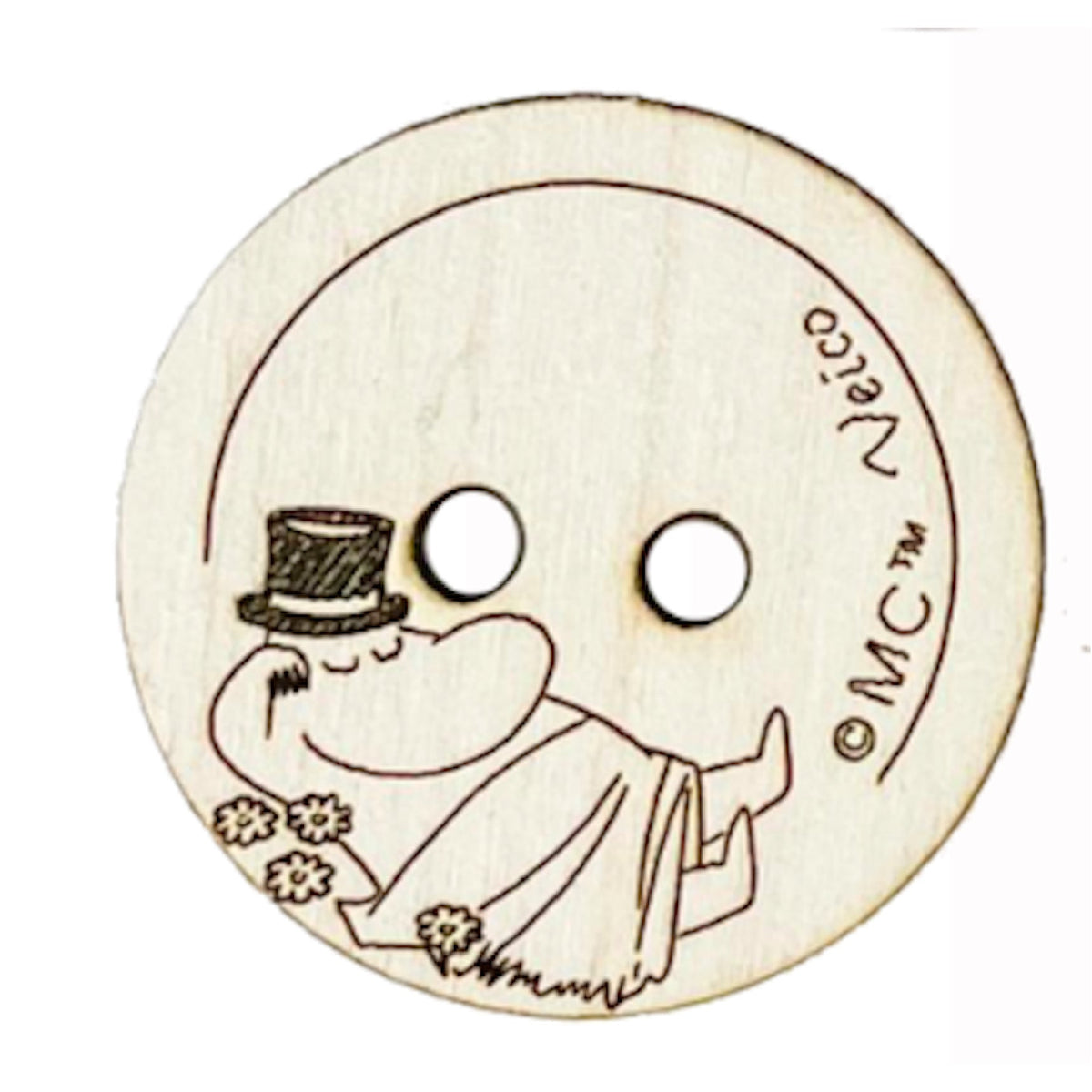 Moomin Wooden Button Moominpappa Resting