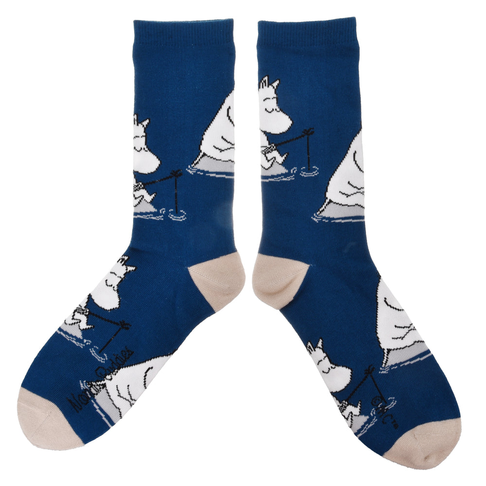 Moomin Socks Moomintroll Fishing  Blue