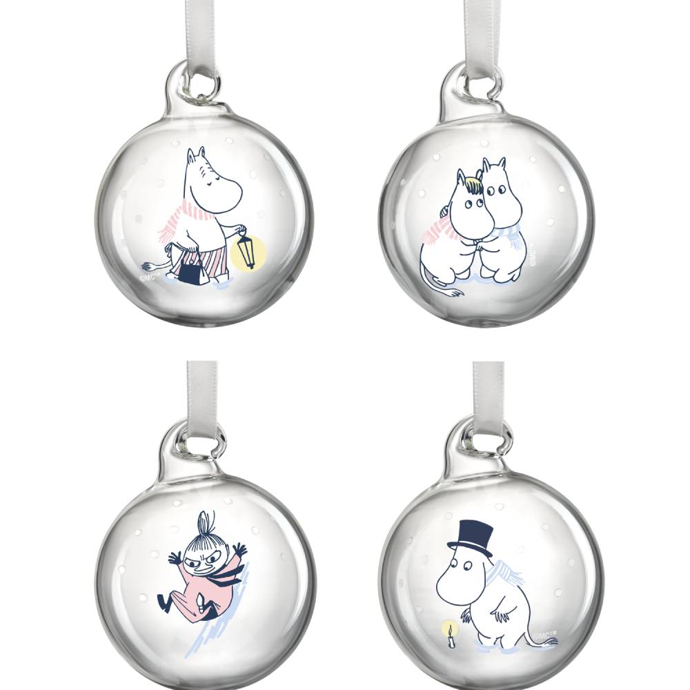 Moomin Let it Snow Christmas Bauble 4 pcs Ø 5 cm