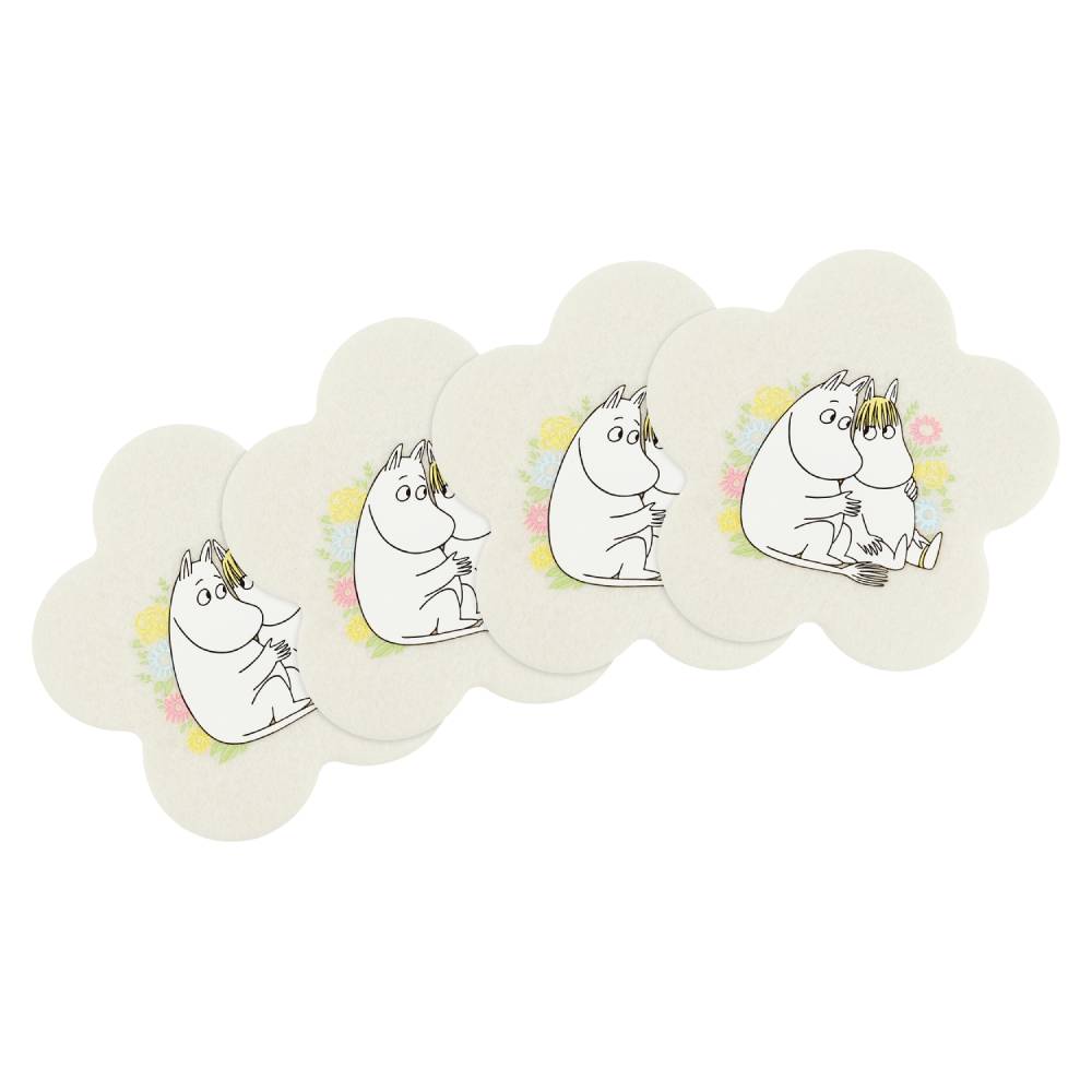 Moomin Flowers Coasters Yellow 4set - The Official Moomin Shop