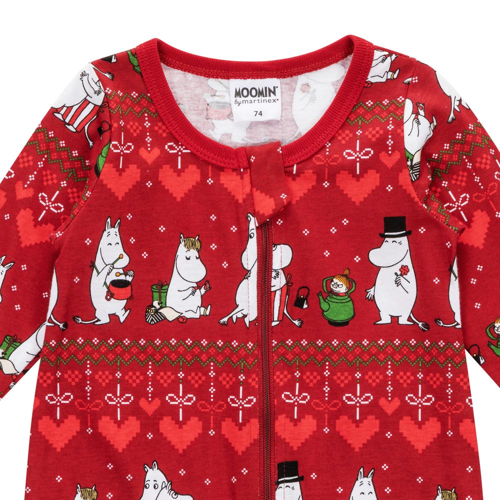 Moomin Winter Heart Baby Pyjamas Red - The Official Moomin Shop