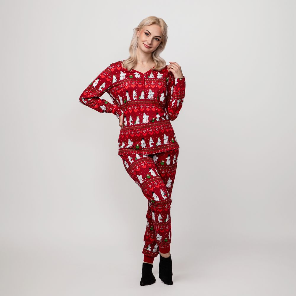 Moomin Winter Heart Women Pyjamas Red - The Official Moomin Shop