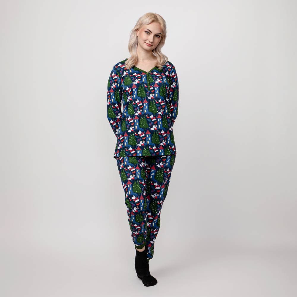 Moomin Bustling Women Pyjamas Blue - The Official Moomin Shop