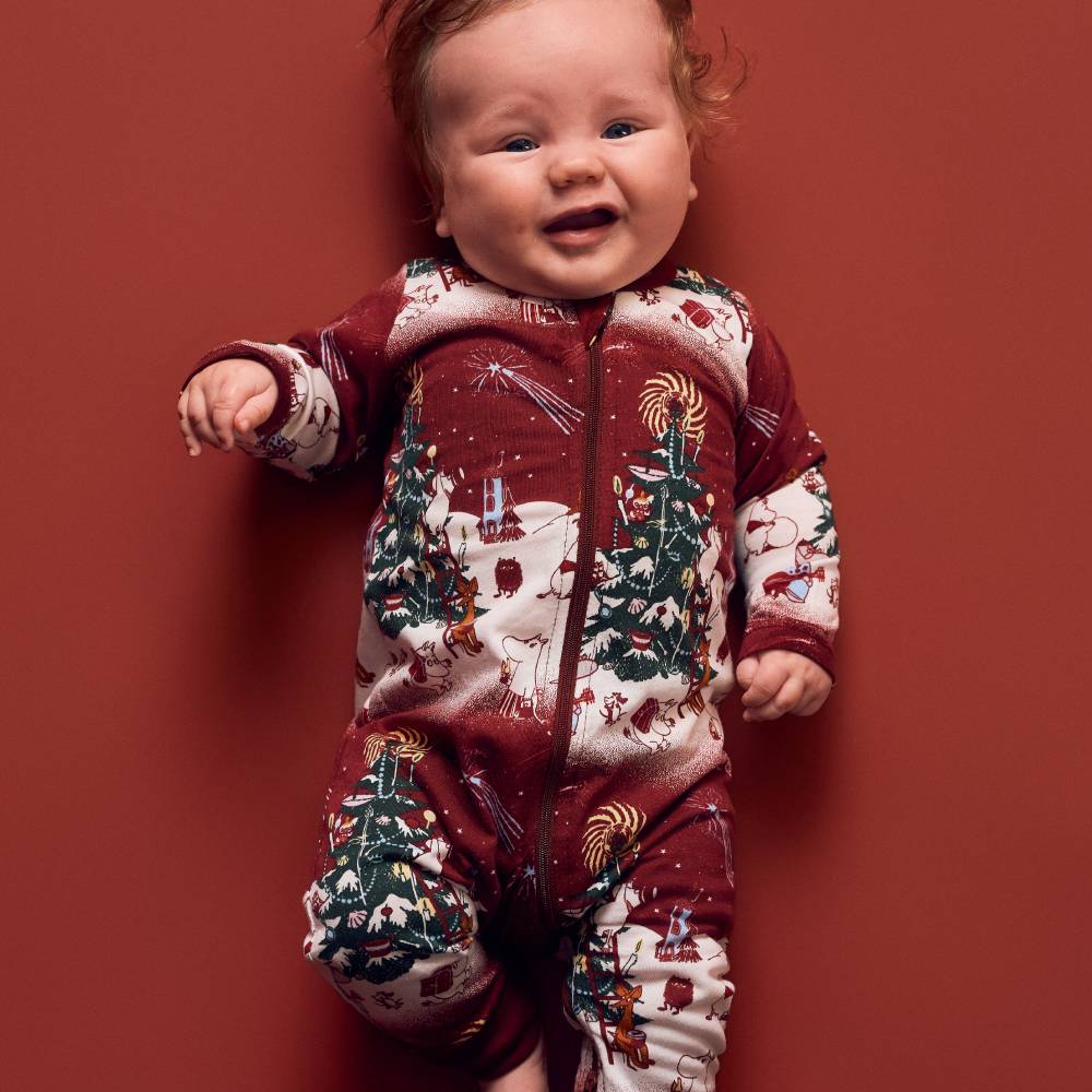 Moomin Yule Night Baby Pyjamas Red - The Official Moomin Shop