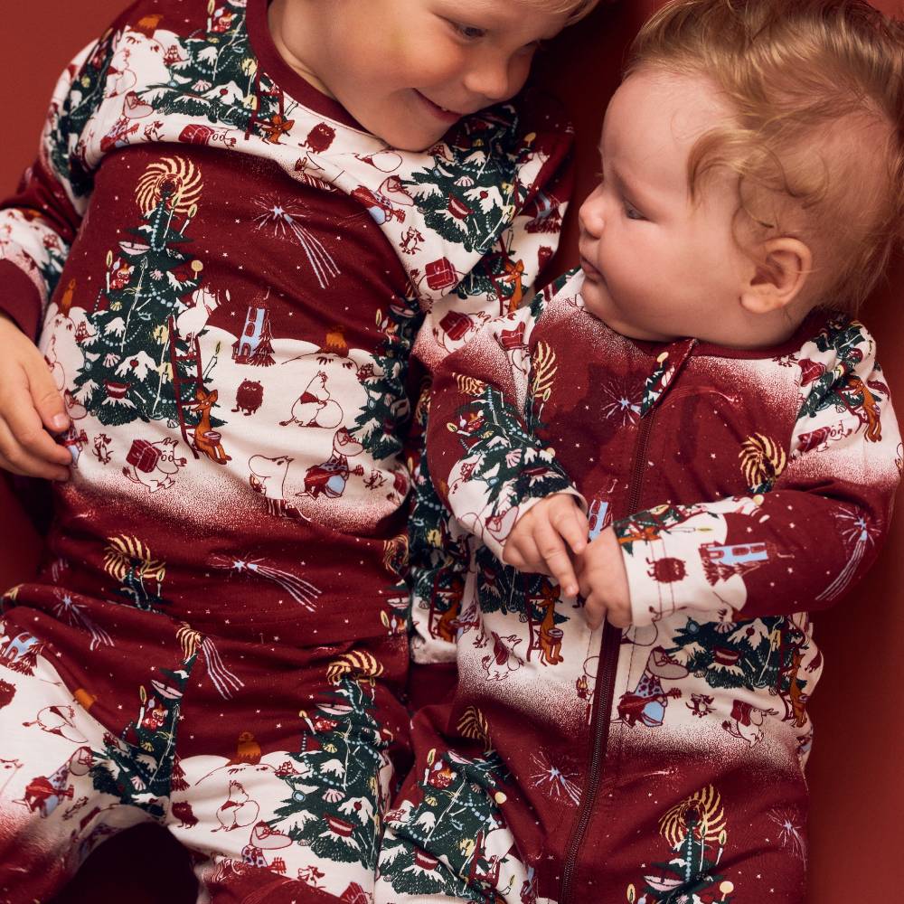Moomin Yule Night Baby Pyjamas Red - The Official Moomin Shop