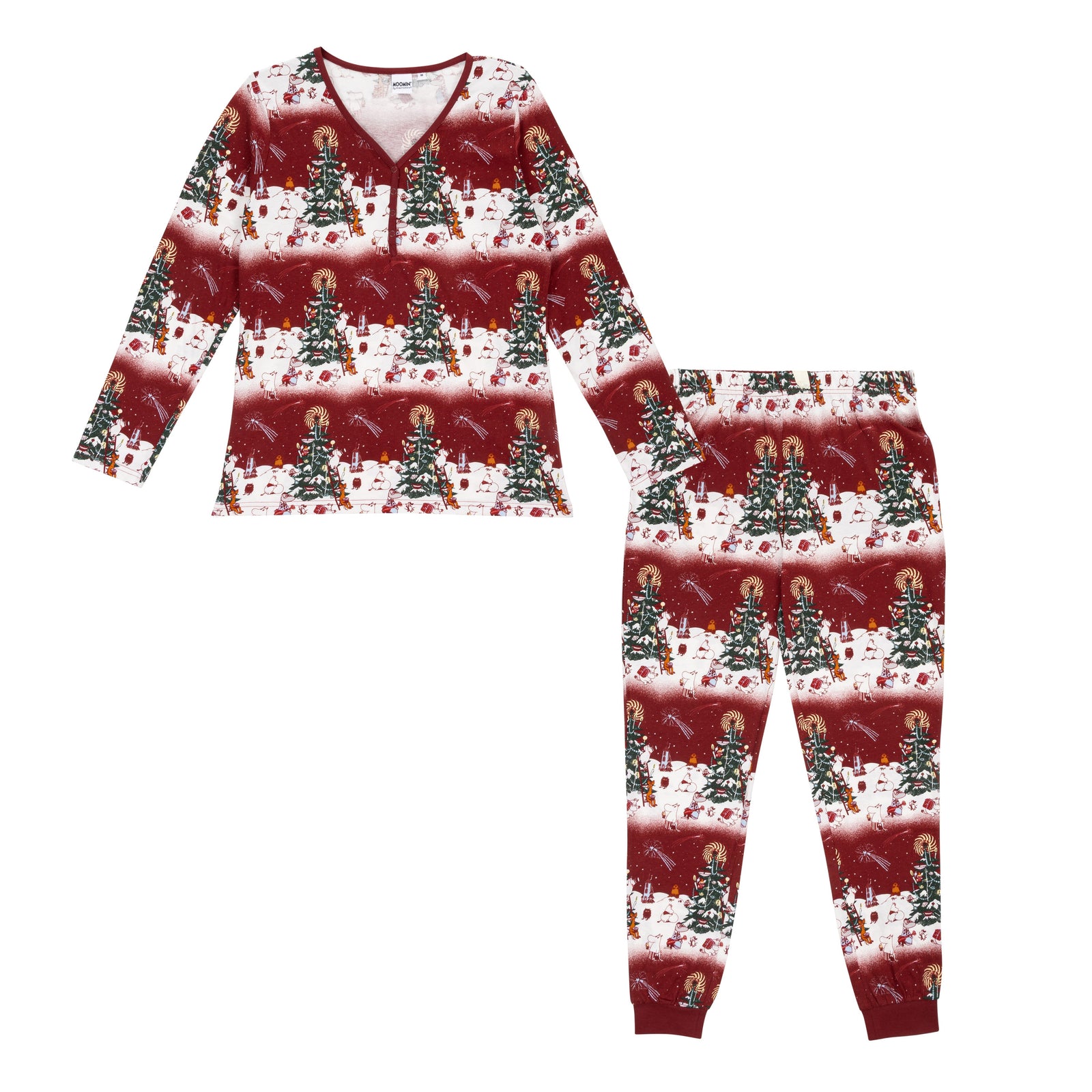 Moomin Yule Night Women Pyjamas Red - The Official Moomin Shop