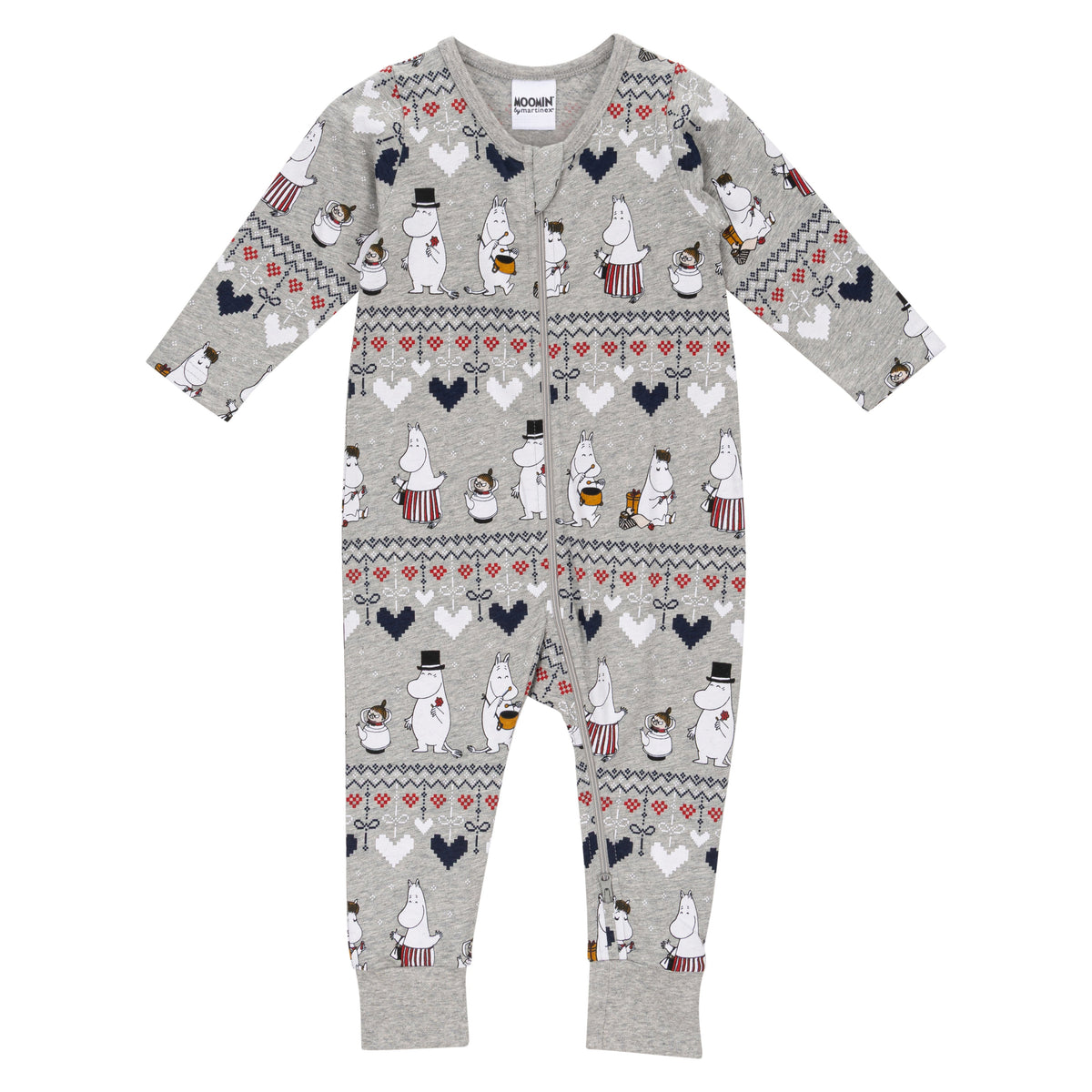 Moomin Winter Heart Baby Pyjamas Grey - The Official Moomin Shop