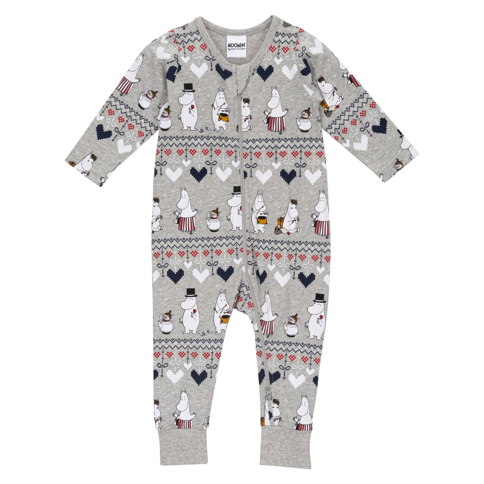 Moomin Winter Heart Baby Pyjamas Grey - The Official Moomin Shop