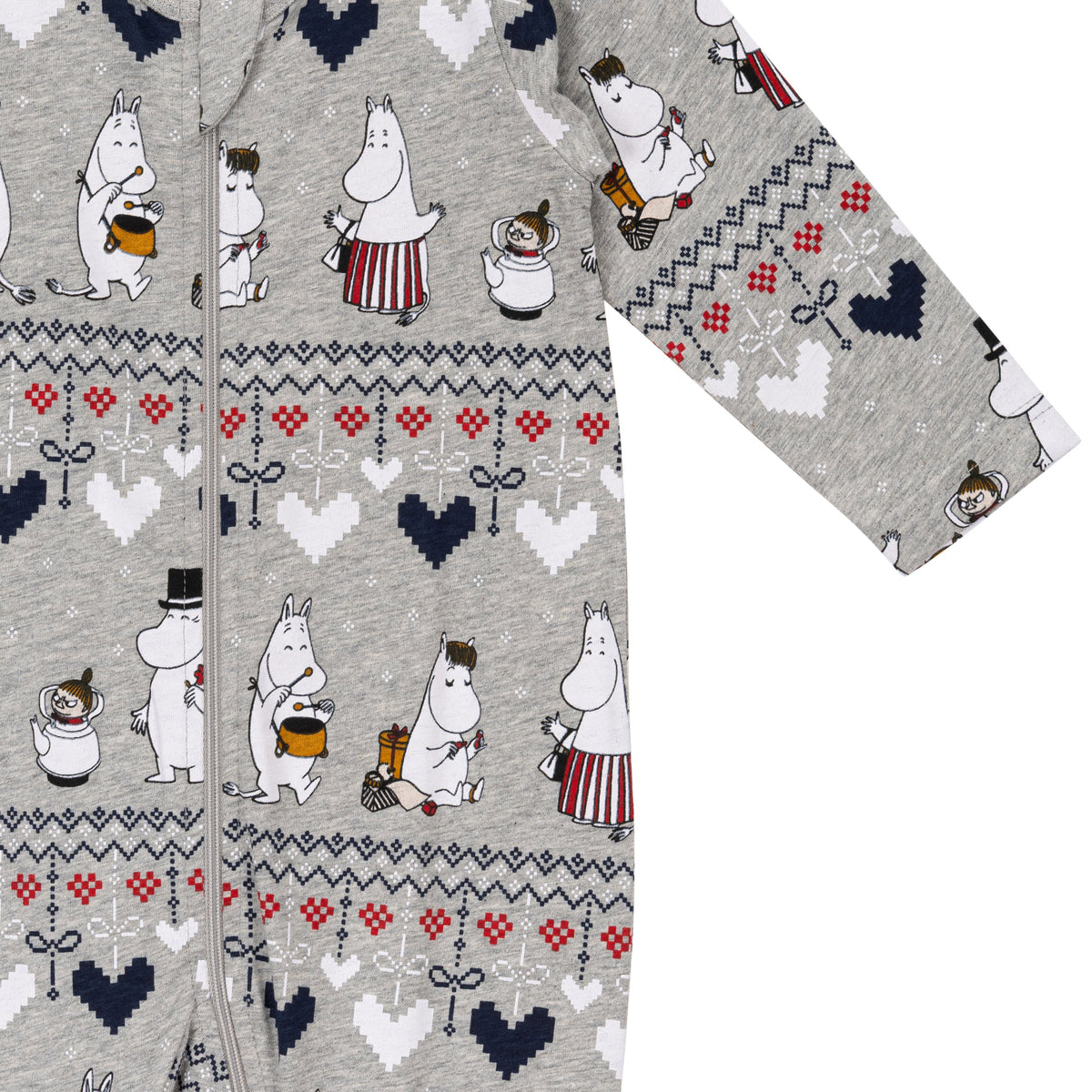 Moomin Winter Heart Baby Pyjamas Grey - The Official Moomin Shop