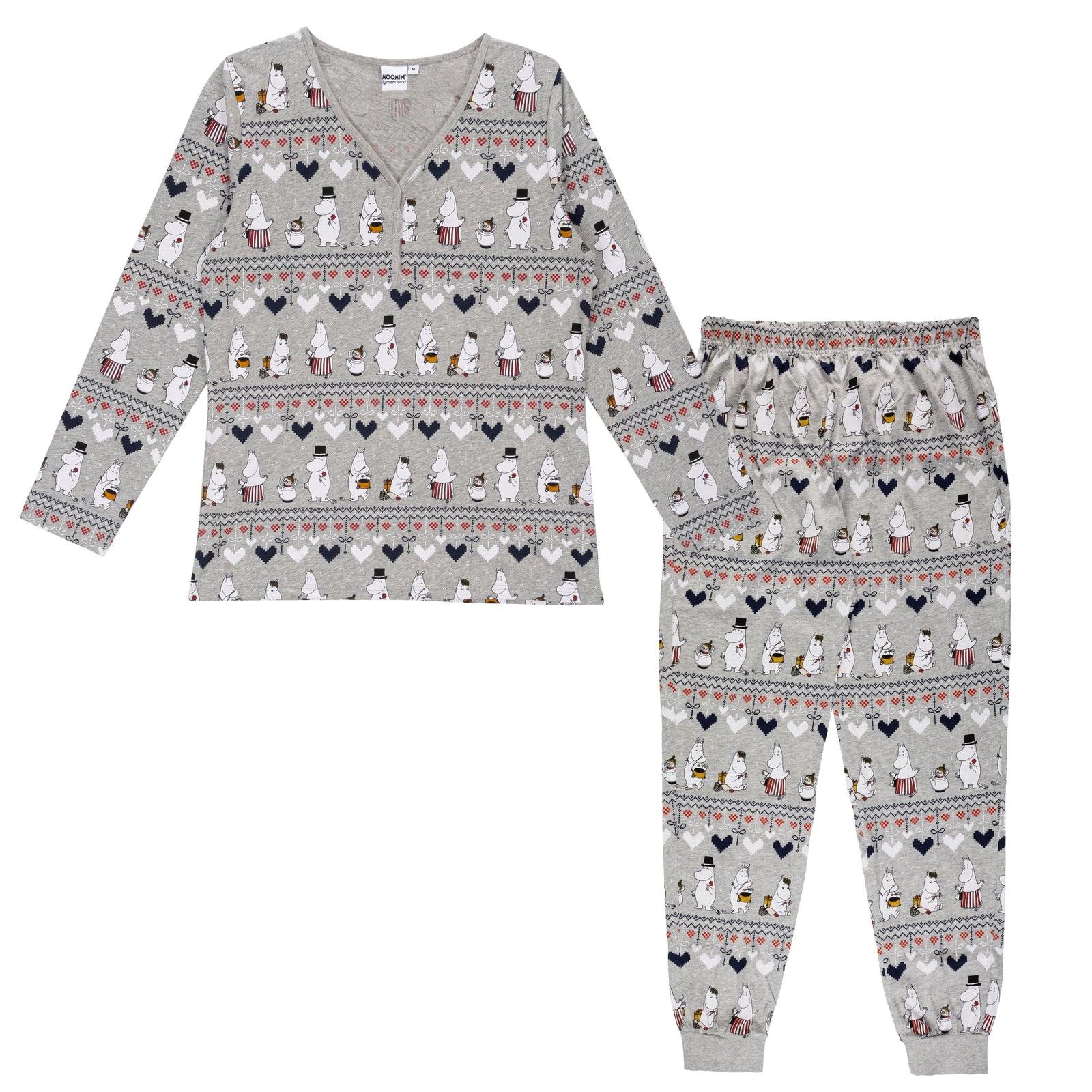 Moomin Winter Heart Women Pyjamas Grey - The Official Moomin Shop