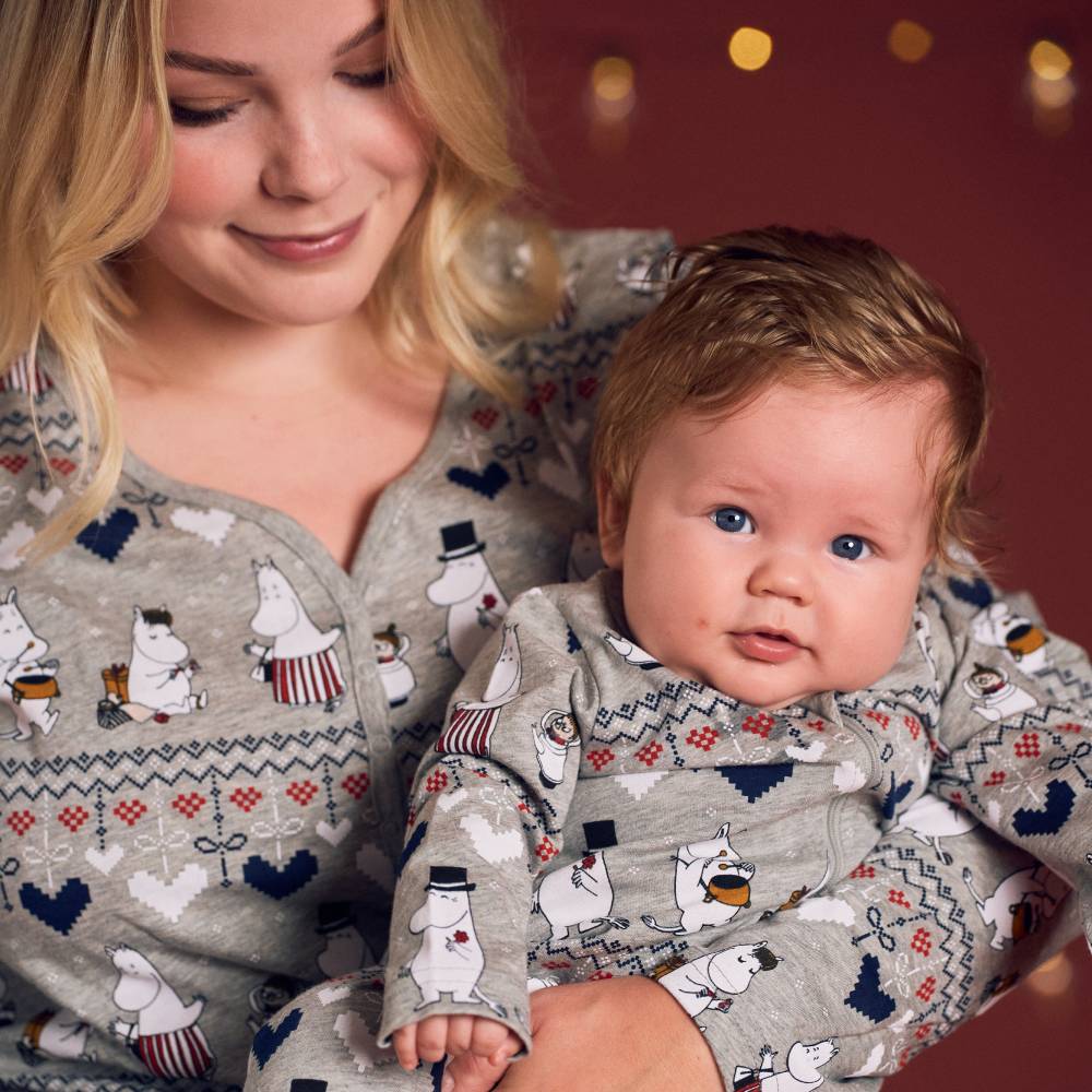 Moomin Winter Heart Women Pyjamas Grey - The Official Moomin Shop