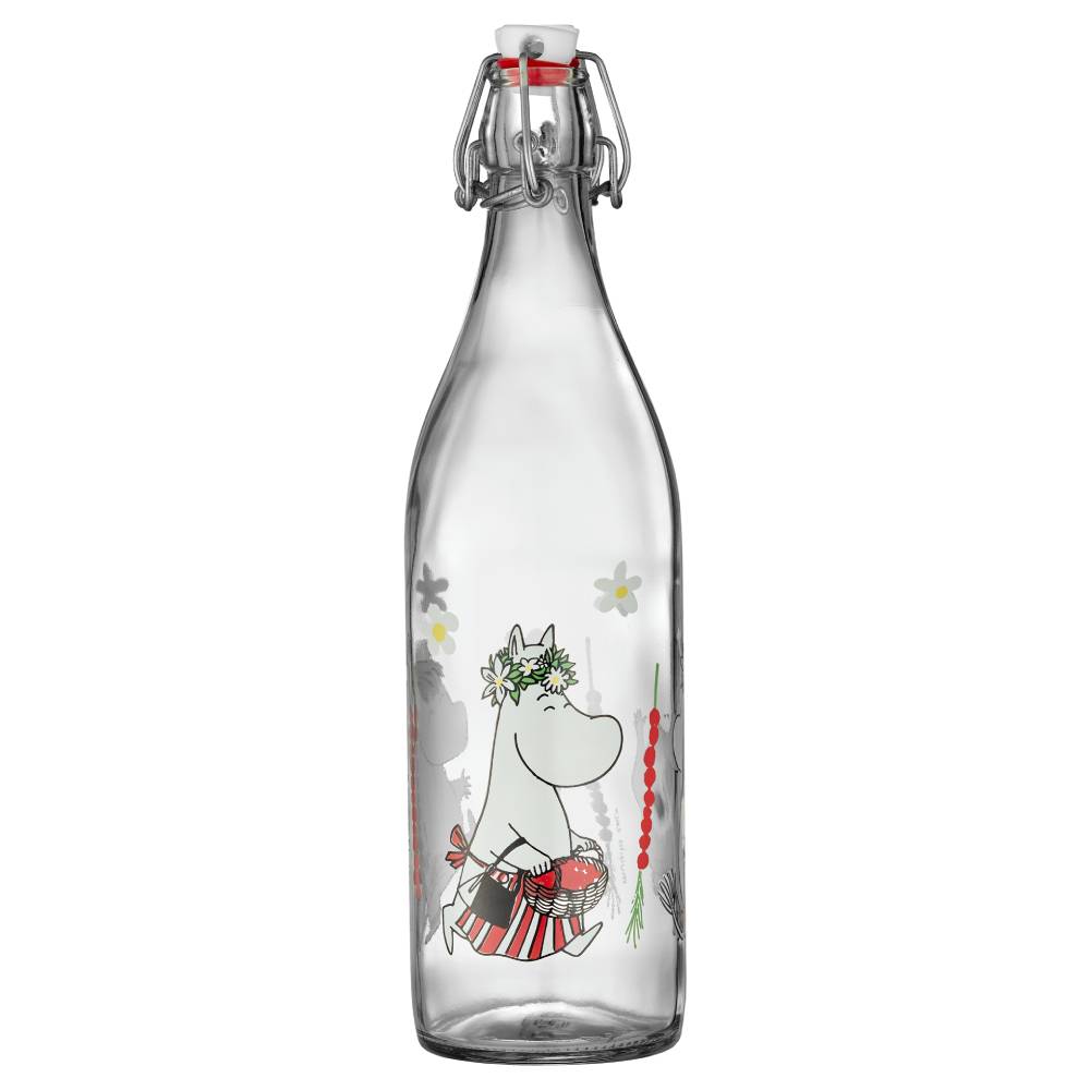 Moomin Wild Strawberries Glass bottle 1L - The Official Moomin Shop