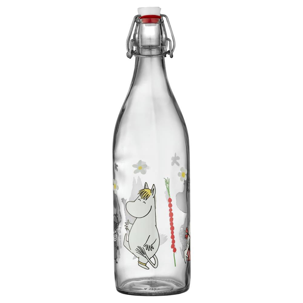 Moomin Wild Strawberries Glass bottle 1L - The Official Moomin Shop