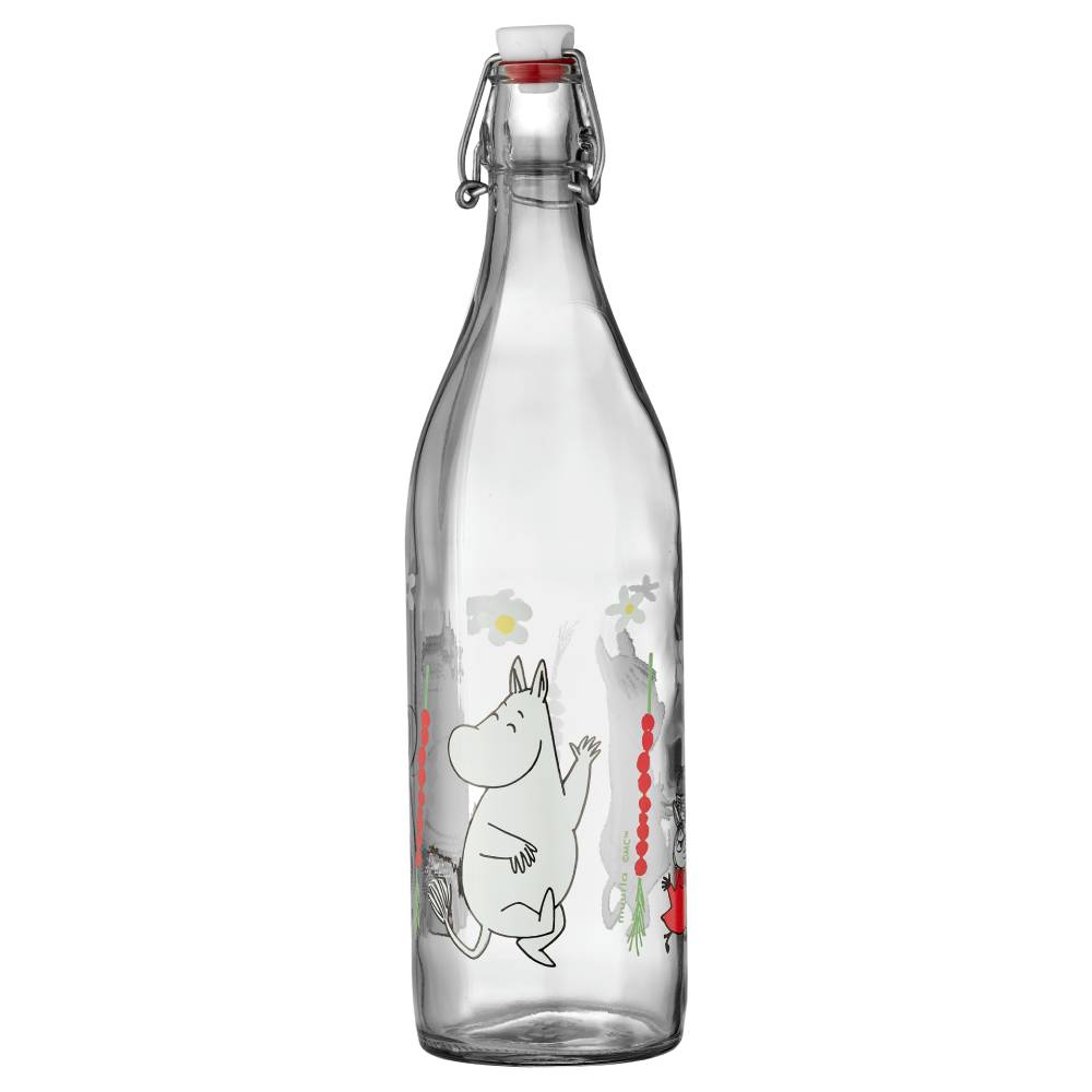 Moomin Wild Strawberries Glass bottle 1L - The Official Moomin Shop