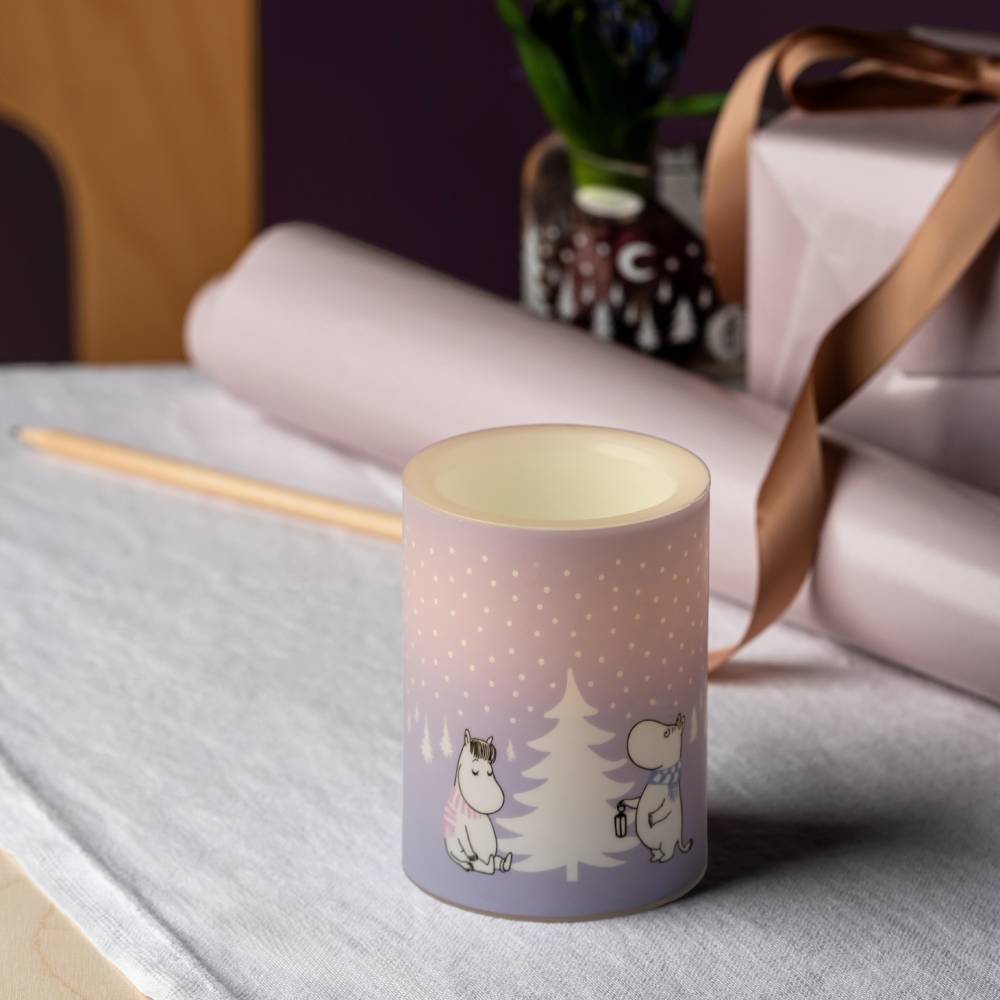 Moomin Snowfall Mug & Led Candle & Tray Lilac Bundle