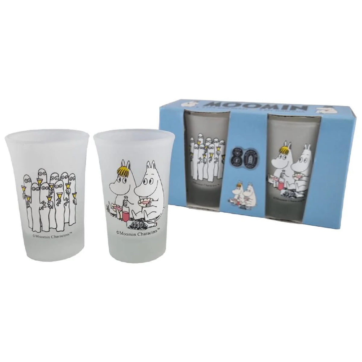 Moomintroll &amp; Snorkmaiden &amp; Hattifatteners Mini Glass 5 cl 2-set