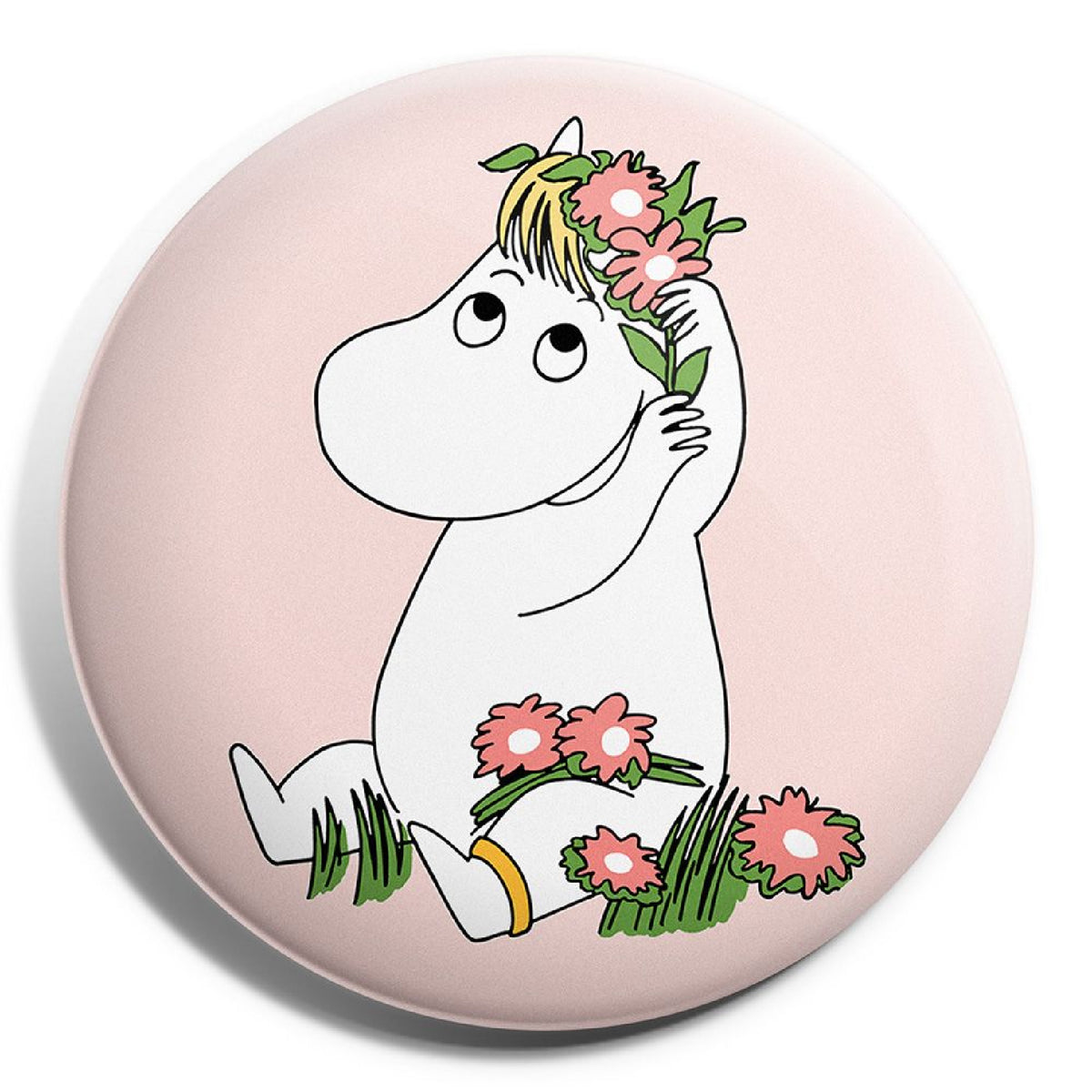 Button Badge Snorkmaiden With Flower Crown Pink