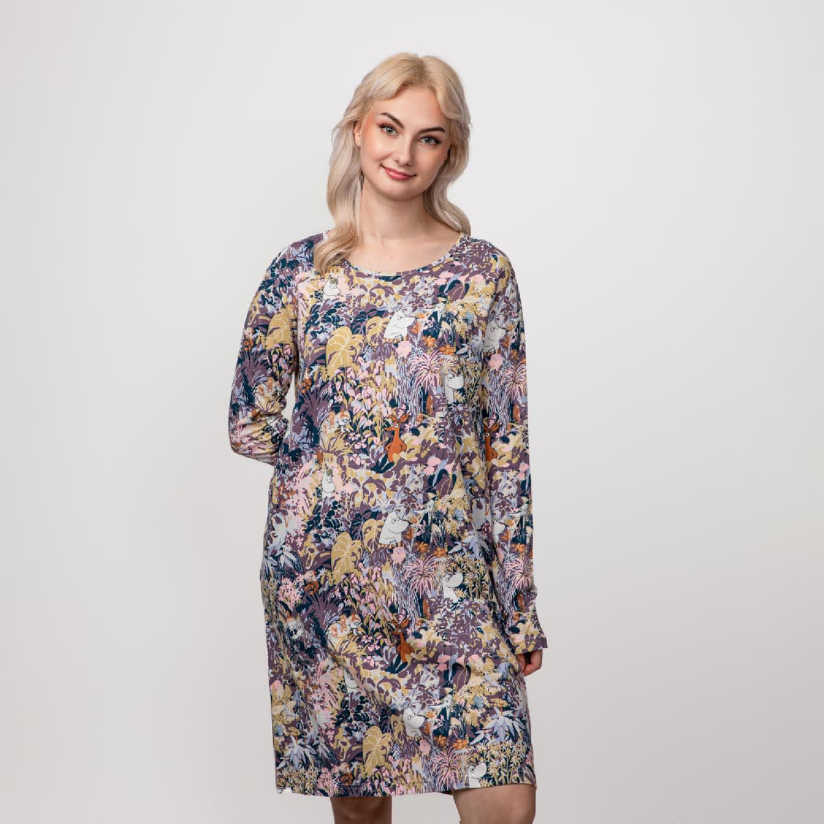 Moomin Adult Nightgown Leafy Lilac