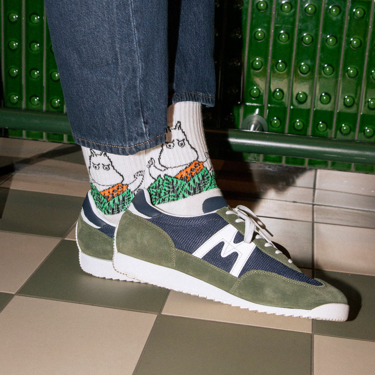 Moomin Socks Moomintroll Retro Jungle White/Black