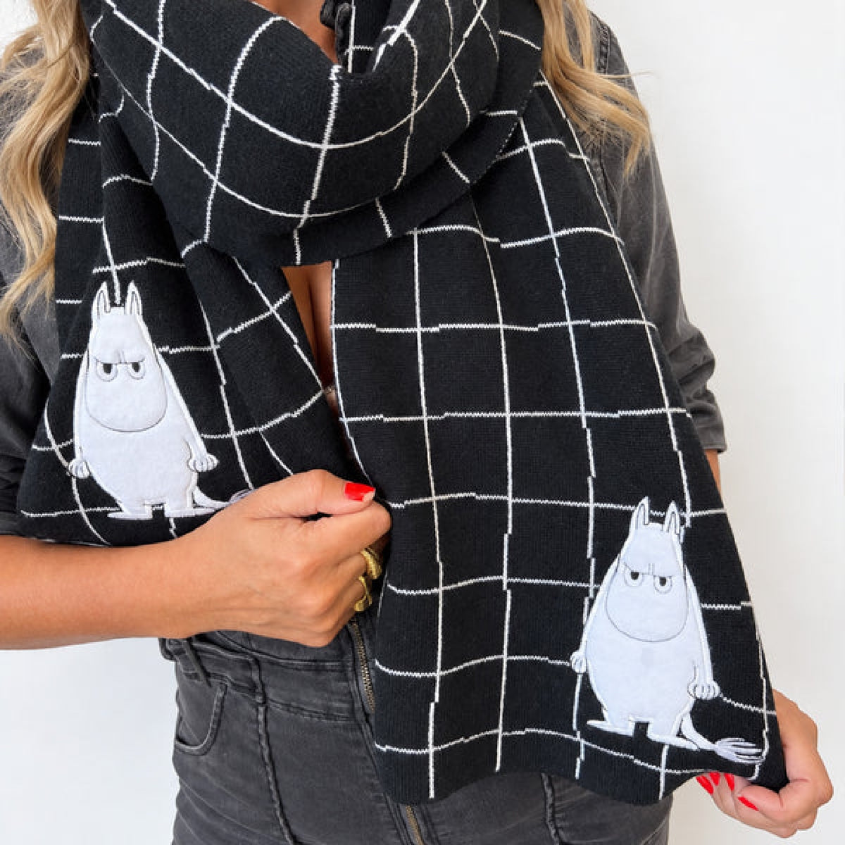 Moomin Embellished Scarf Angry